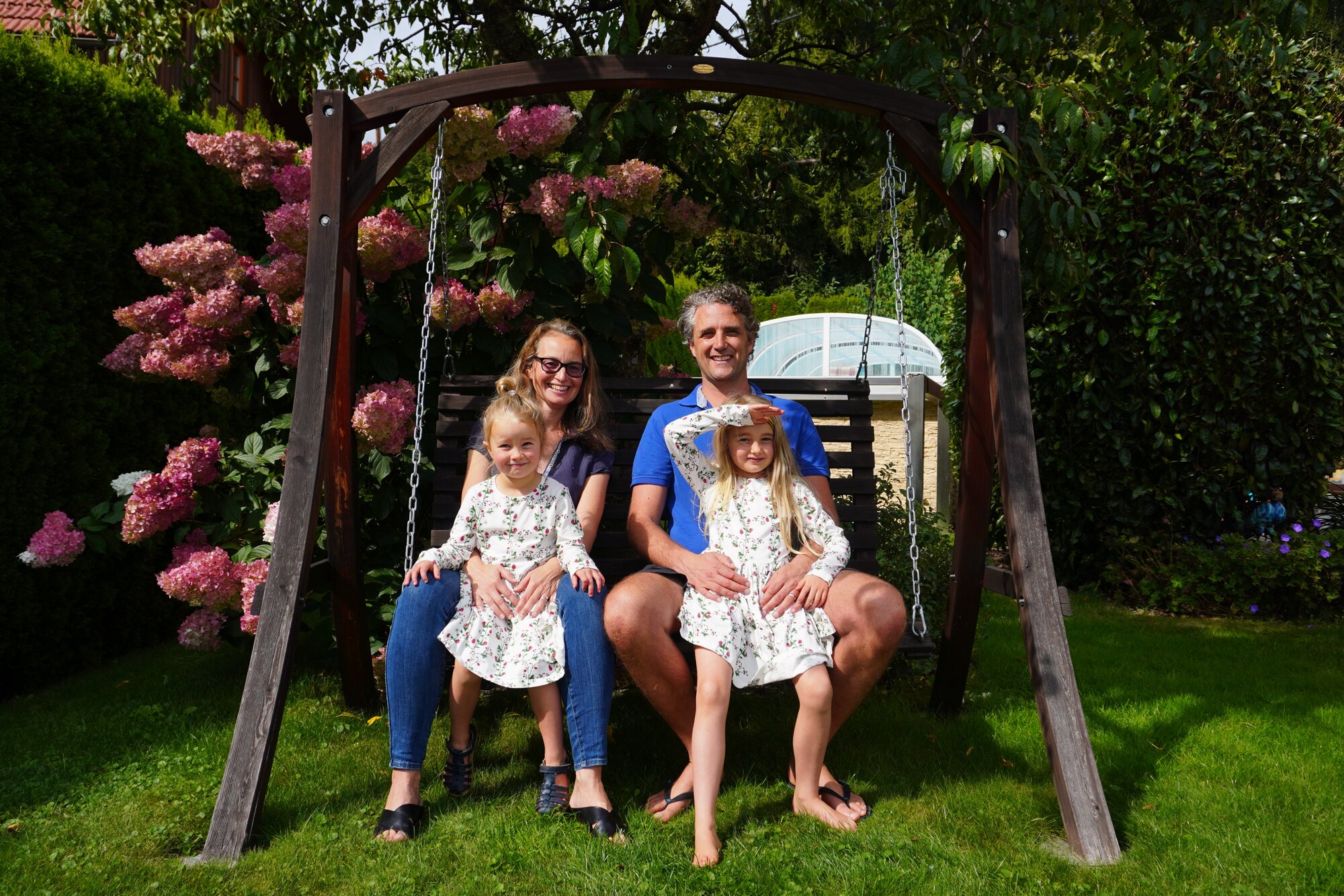 Viktoria and Fraser Bliss and their children. The couple are the founders behind Bliss Box, a fresh produce delivery box service.