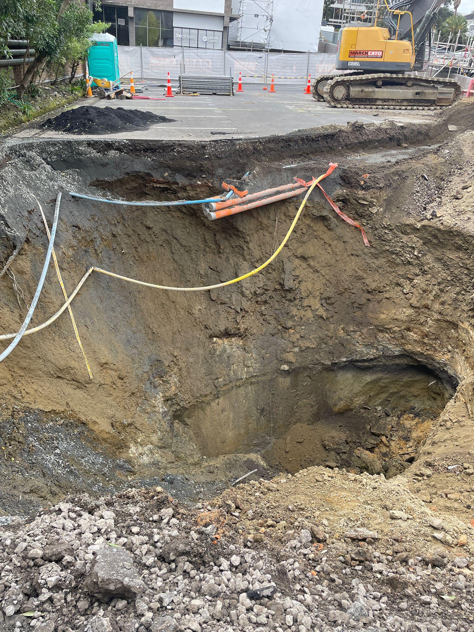 The sinkhole at St Georges Bay Rd in Parnell.