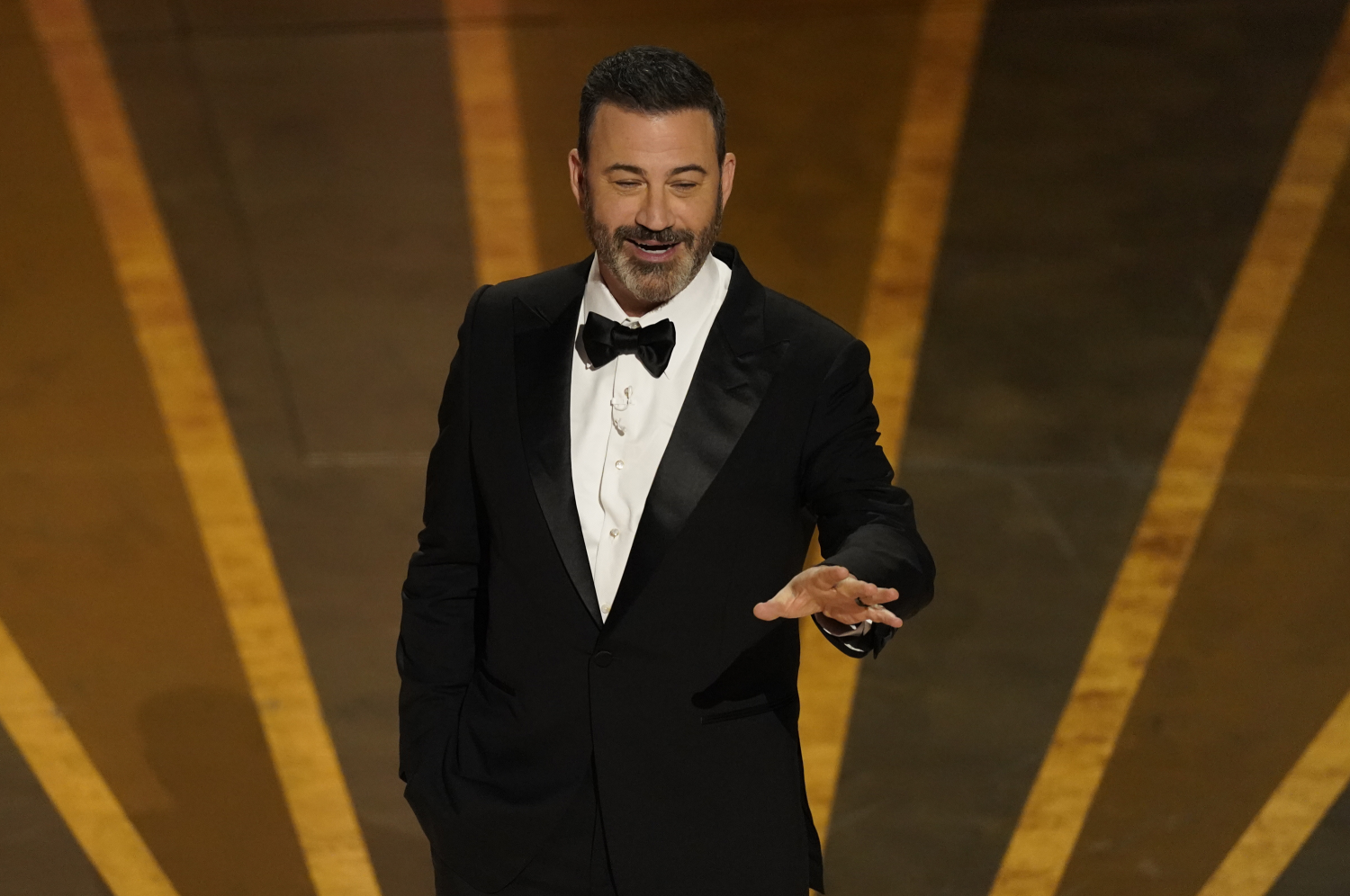 Host Jimmy Kimmel speaks at the Oscars in Los Angeles. Photo / AP