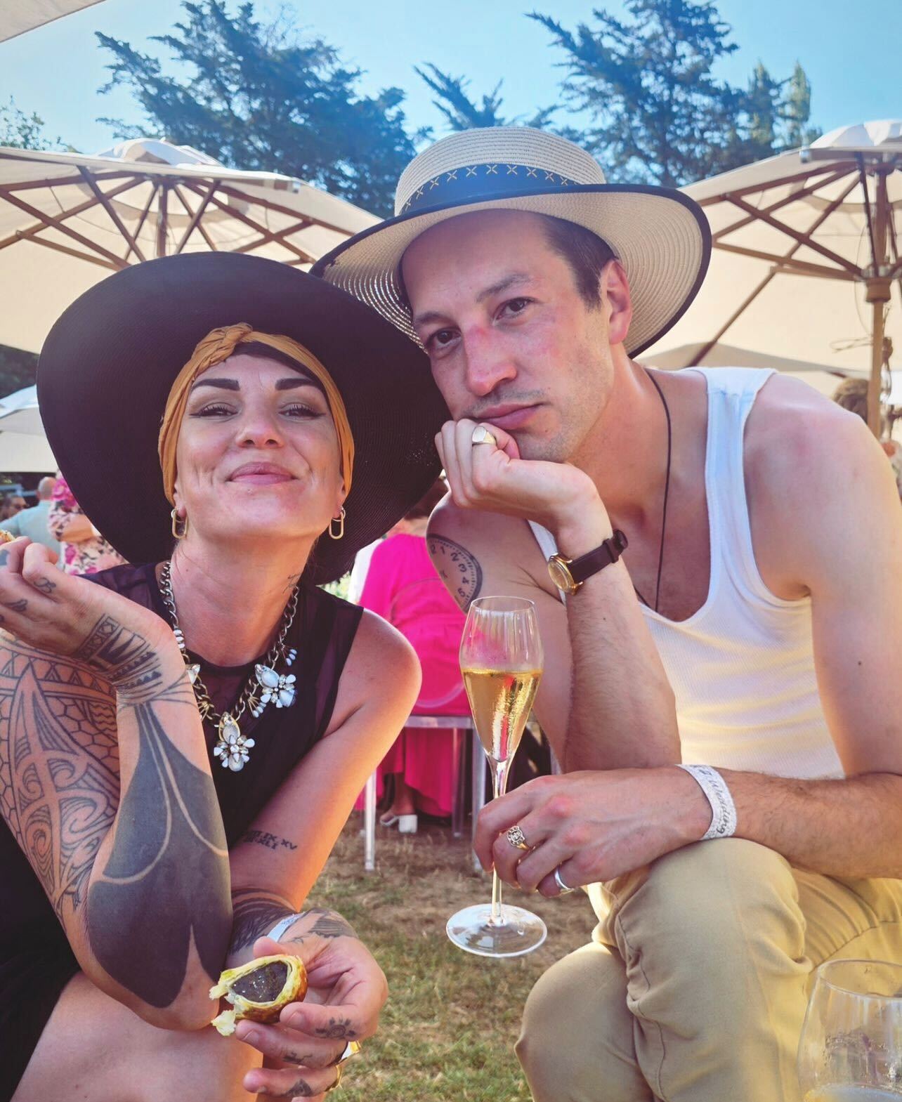 Hollie Smith and Marlon Williams pictured at Jacinda Ardern and Clarke Gayford's wedding. Photo / Tāne Tomoana via Instagram