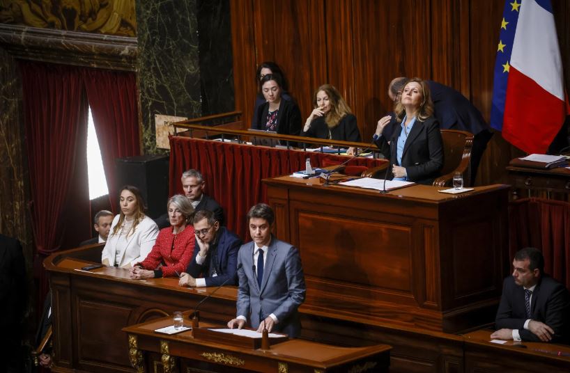 French Prime Minister Gabriel Attal urged lawmakers to set an example for countries around the world.  Photo / AP