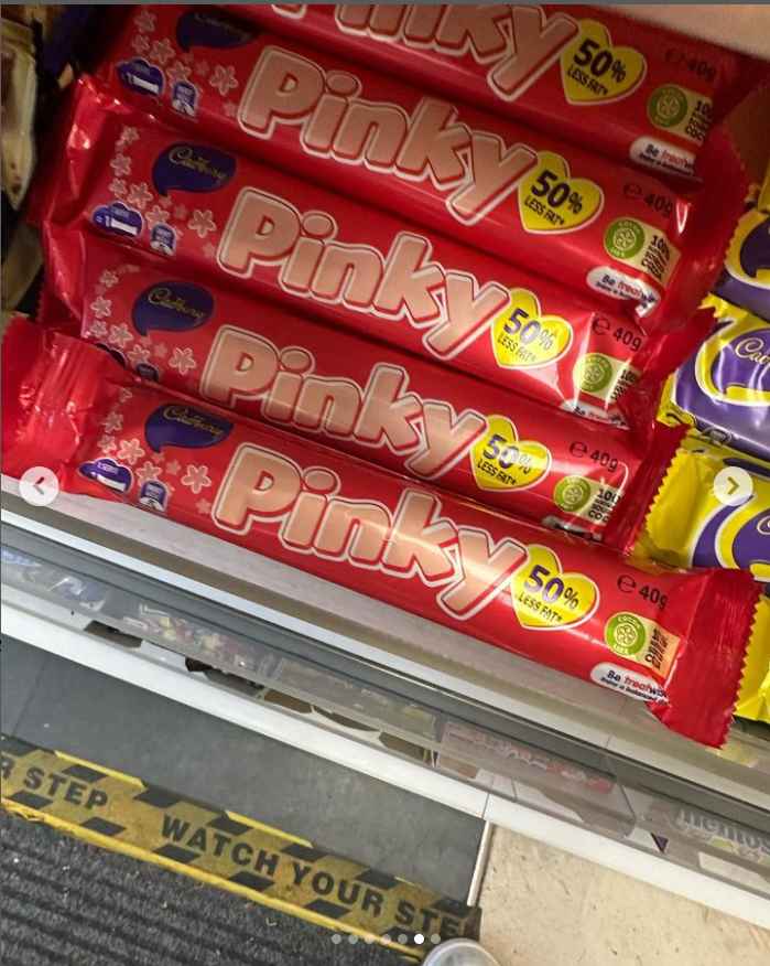 American singer Pink to Instagram to document some of Dunedin's more innocuous sights, including a display of Cadbury's Pinky bars.