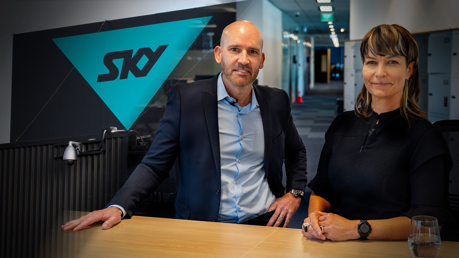 Sky TV chief executive Sophie Moloney (right) and Warner Bros Discovery Australia and New Zealand managing director Michael Brooks. Photo / Cameron Pitney