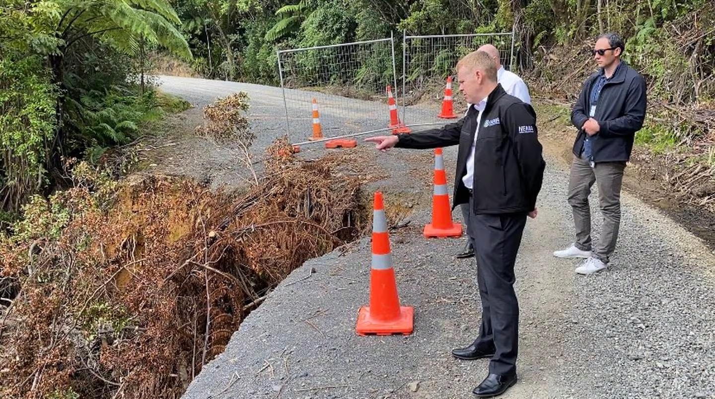 Chris Hipkins visited the Coromandel in MarCH 2023 to see the destruction left by Cyclone Gabrielle.