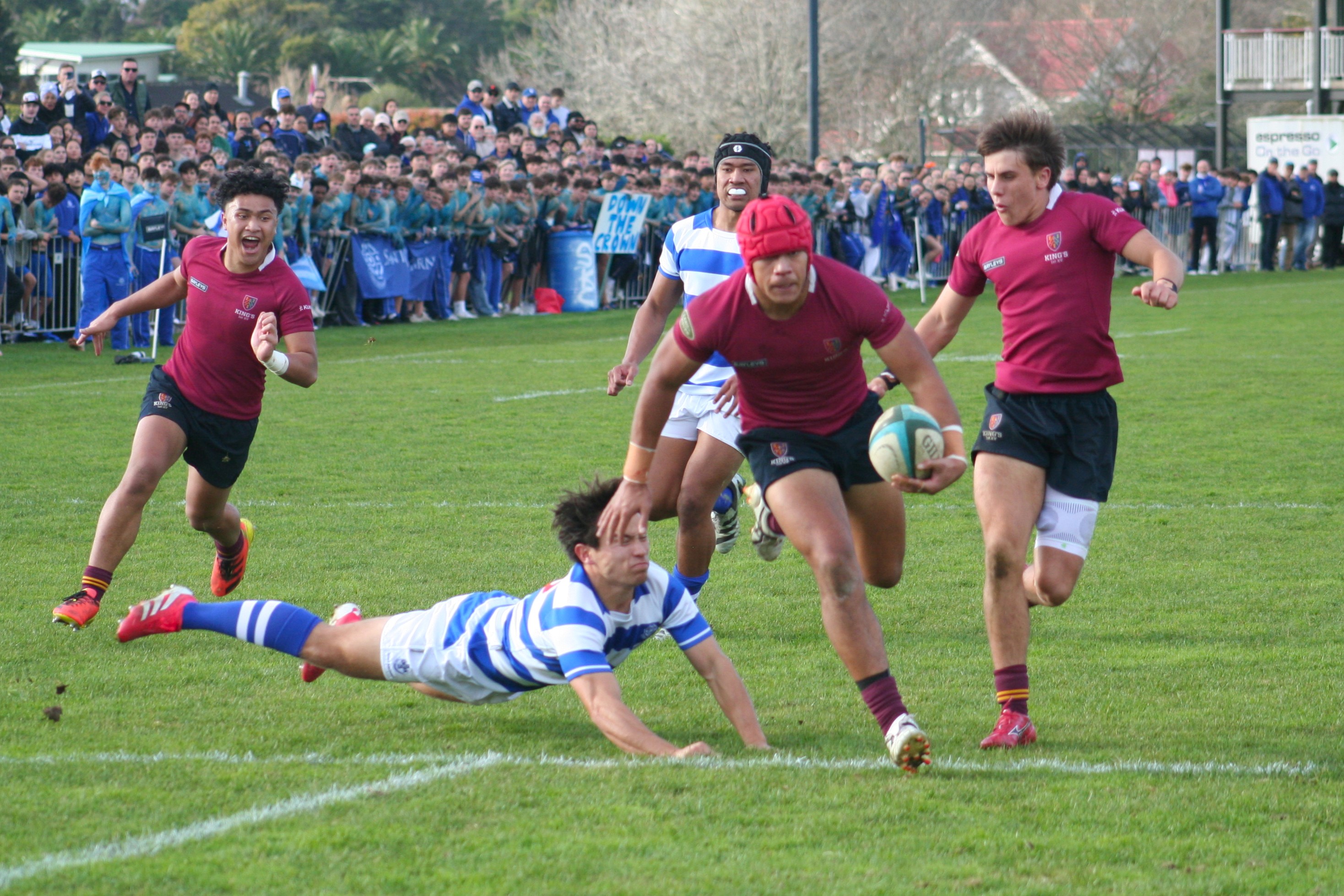 King's College flanker Johan Schaumkell was one of his team's stars against St Kentigern College. Photo / Bruce Holloway