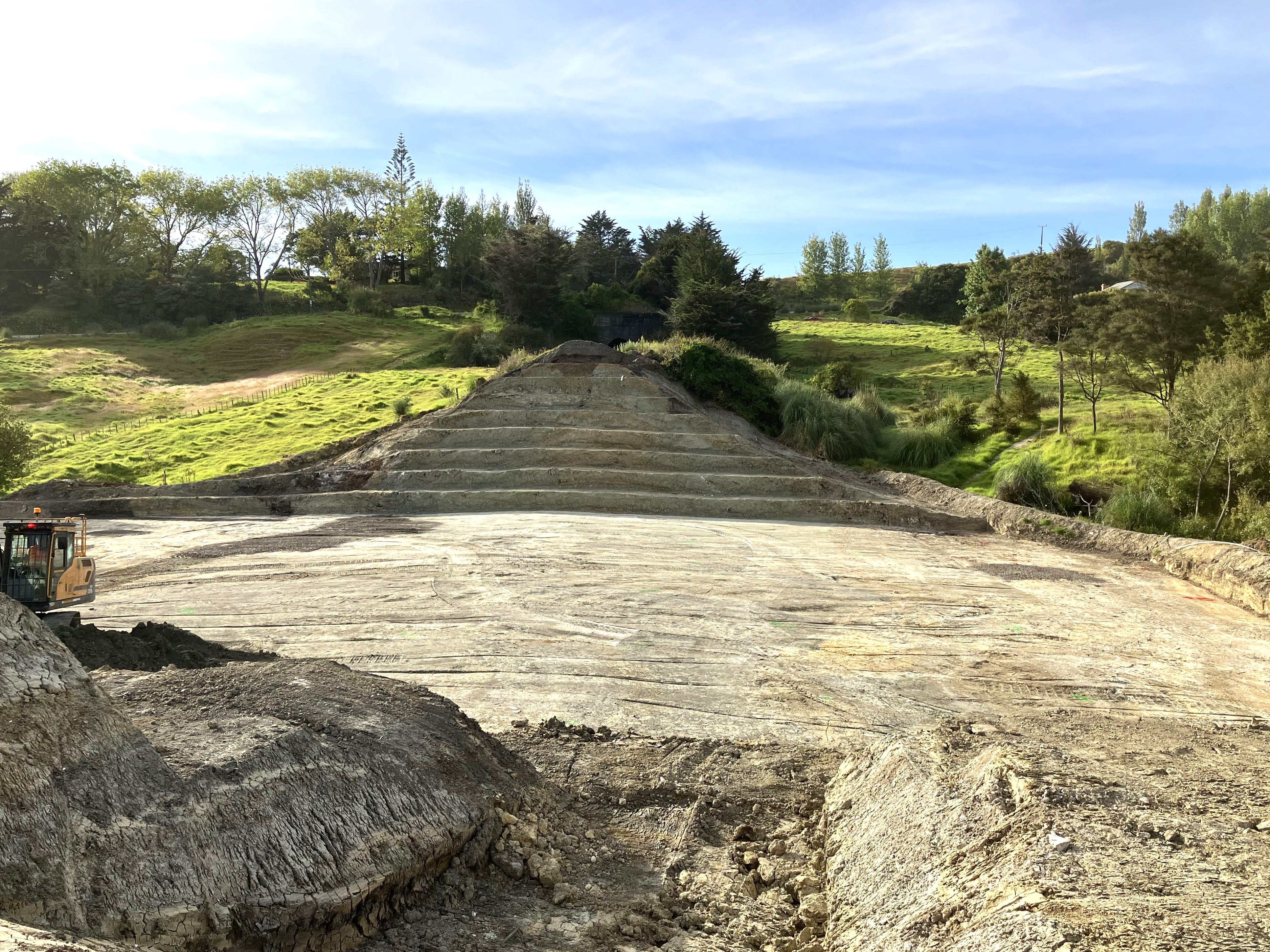 A giant slip on the Northland railway line near Maungaturoto, after material was dug out ahead of rebuilding of the embankment. Photo / KiwiRail