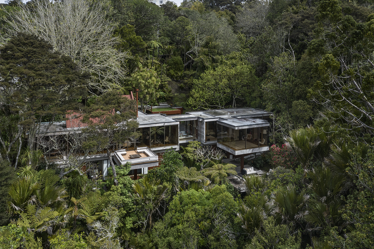 Nestled into the Titirangi bush land. Photo / Simon Devitt.