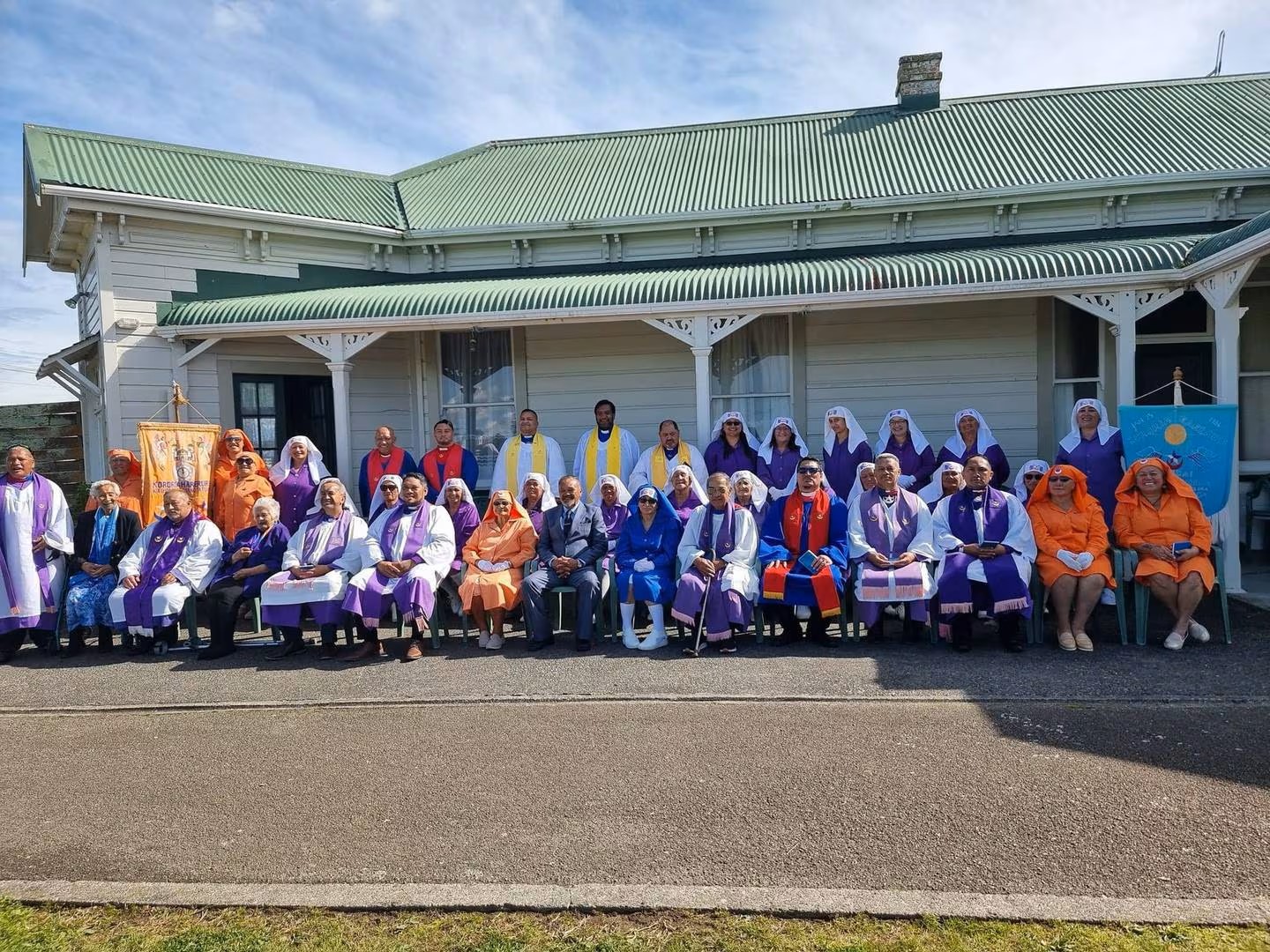 Followers of the Ratana faith yesterday at the Church. Photo / Whakaata Māori