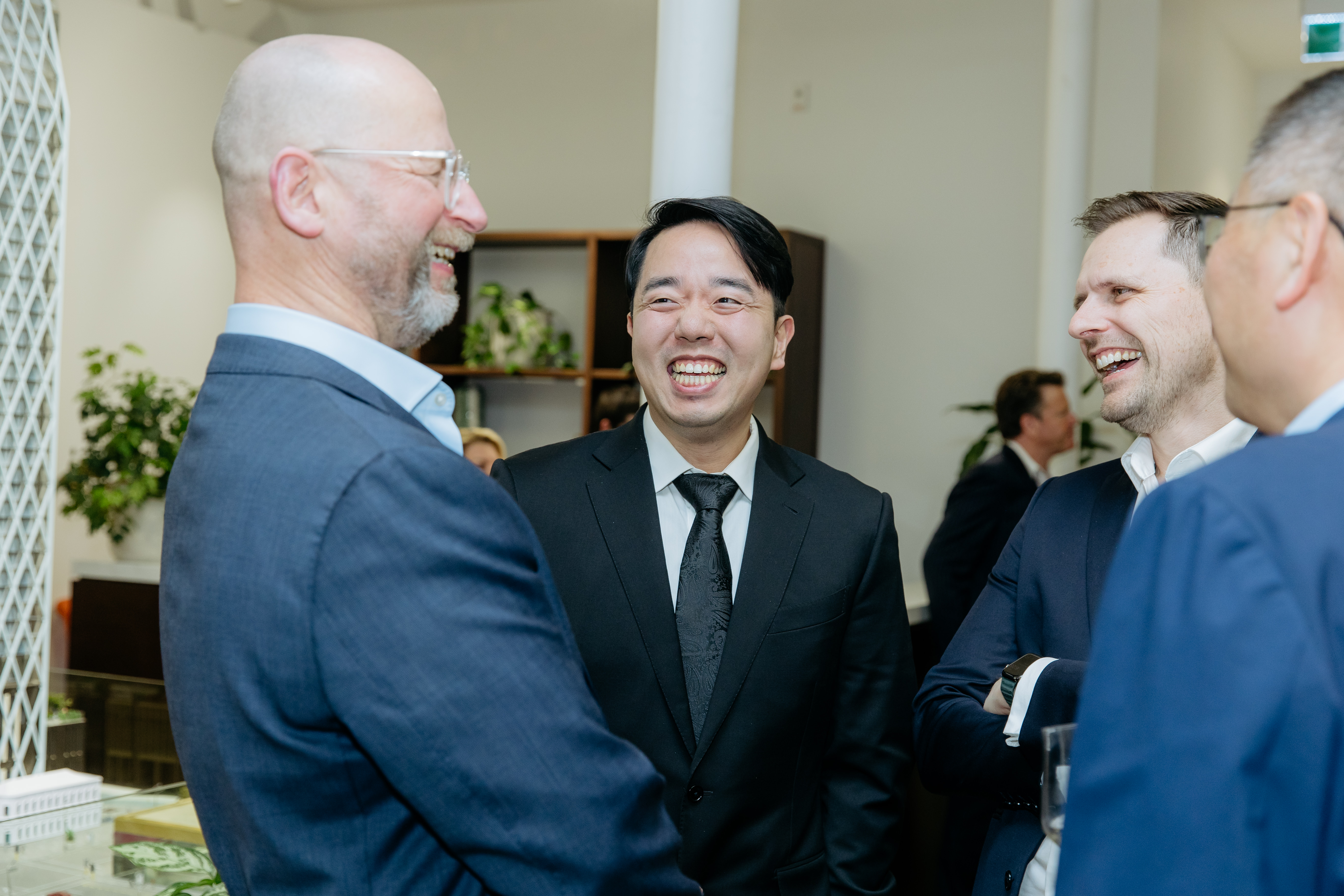 Pictured at at a Seascape function on September 3 last year are (from left) James Sheriff (Icon), Harrison Shao (Shundi), Dan Bosher (Icon) and Frank Xu (Shundi). Photo / Mala Photography