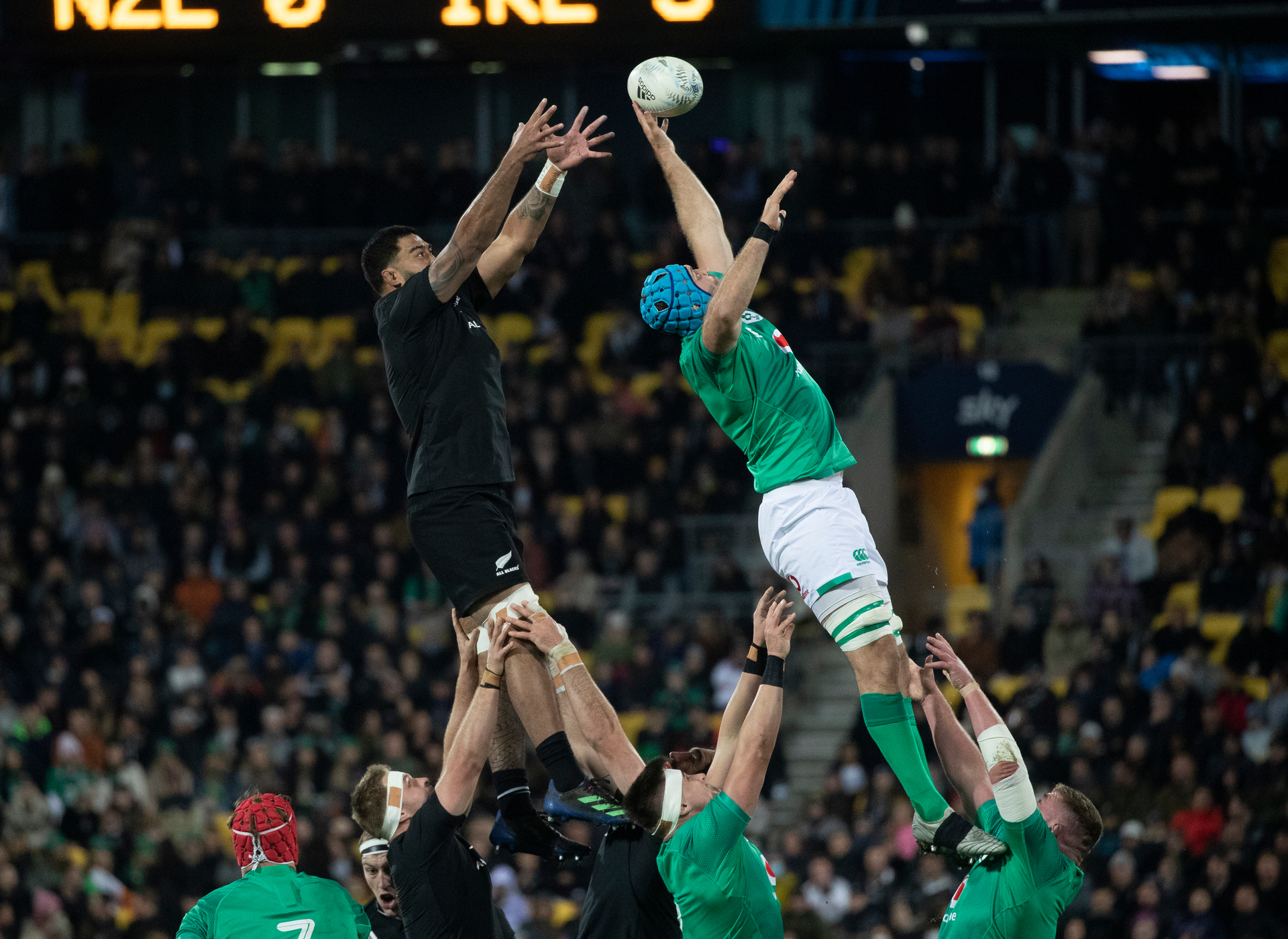 Ireland lock Tadhg Beirne steals the All Blacks lineout. Photo / Mark Mitchell