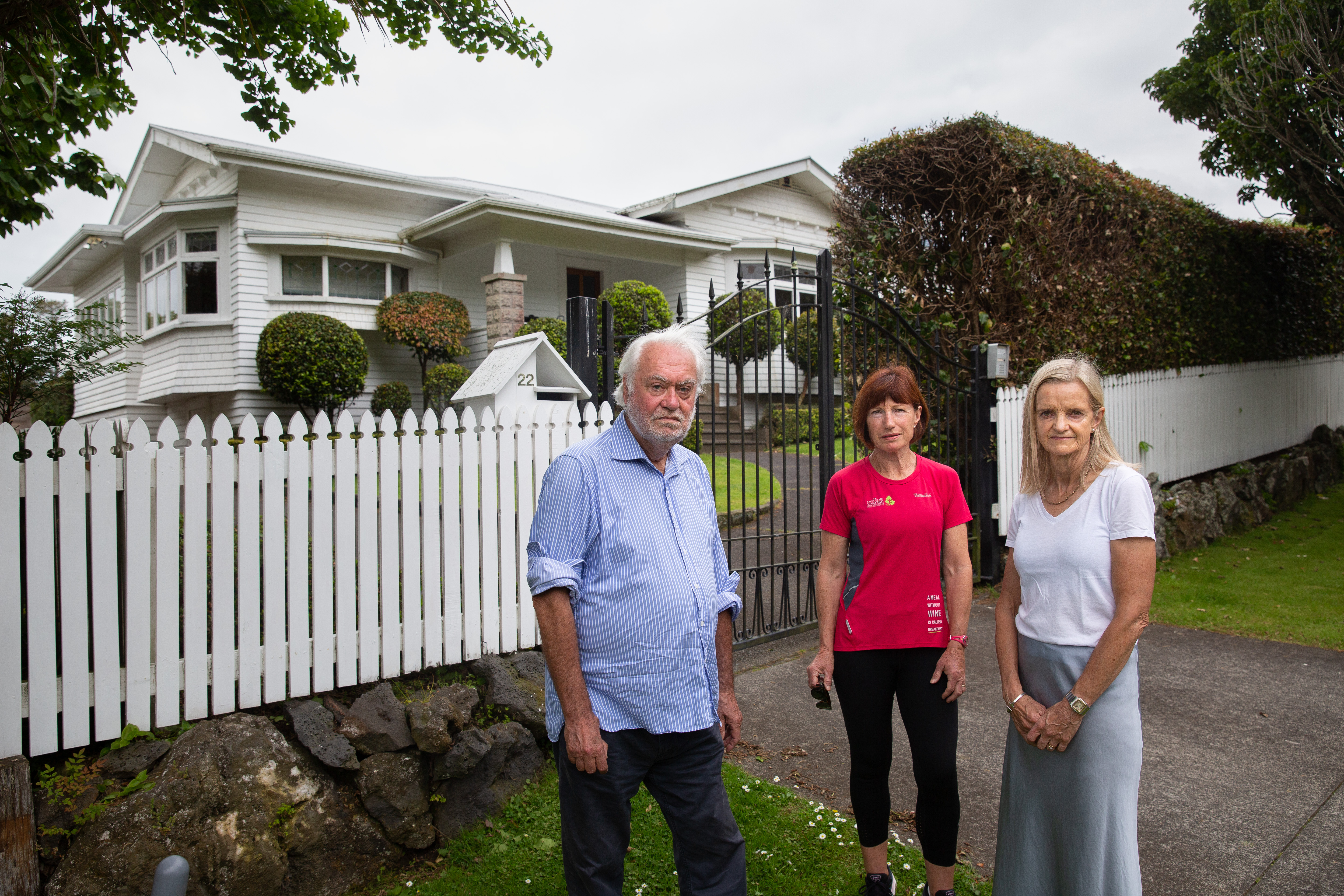 Opponents of the demolition of 22 Crescent Rd, Epsom, from left to right, Character Coalition member John Burns, and residents Susie Wolf and Claire Colbert. Photo / Sylvie Whinray