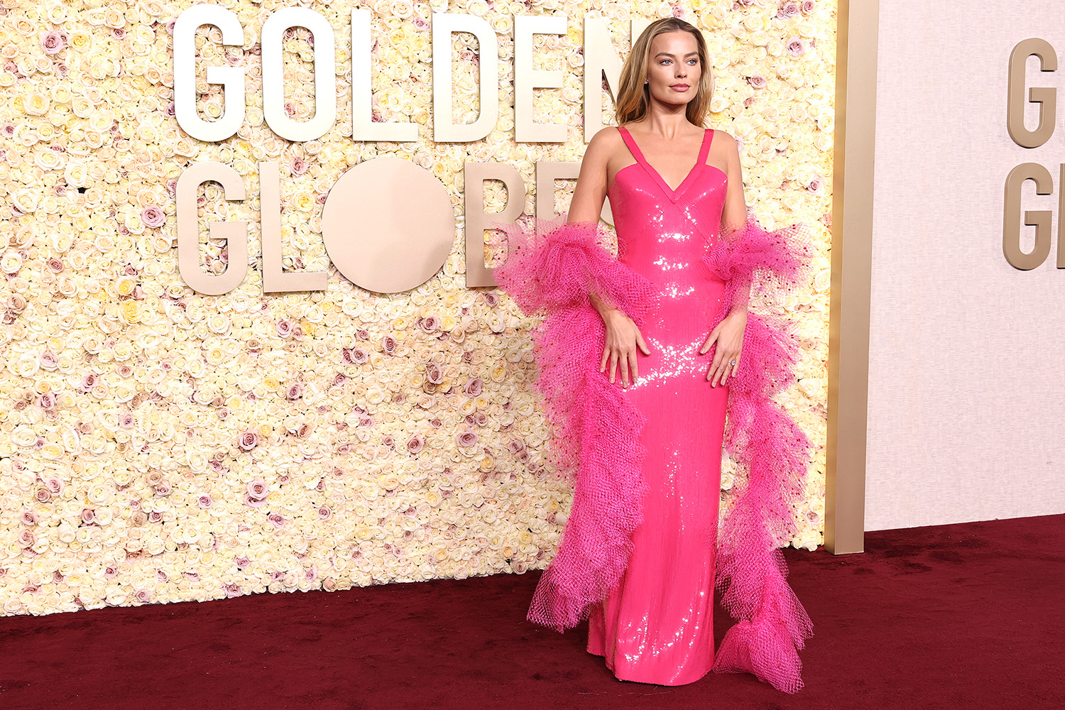 Margot Robbie turns to the toybox for inspiration yet again at the 2024 Golden Globes. Photo / Getty Images