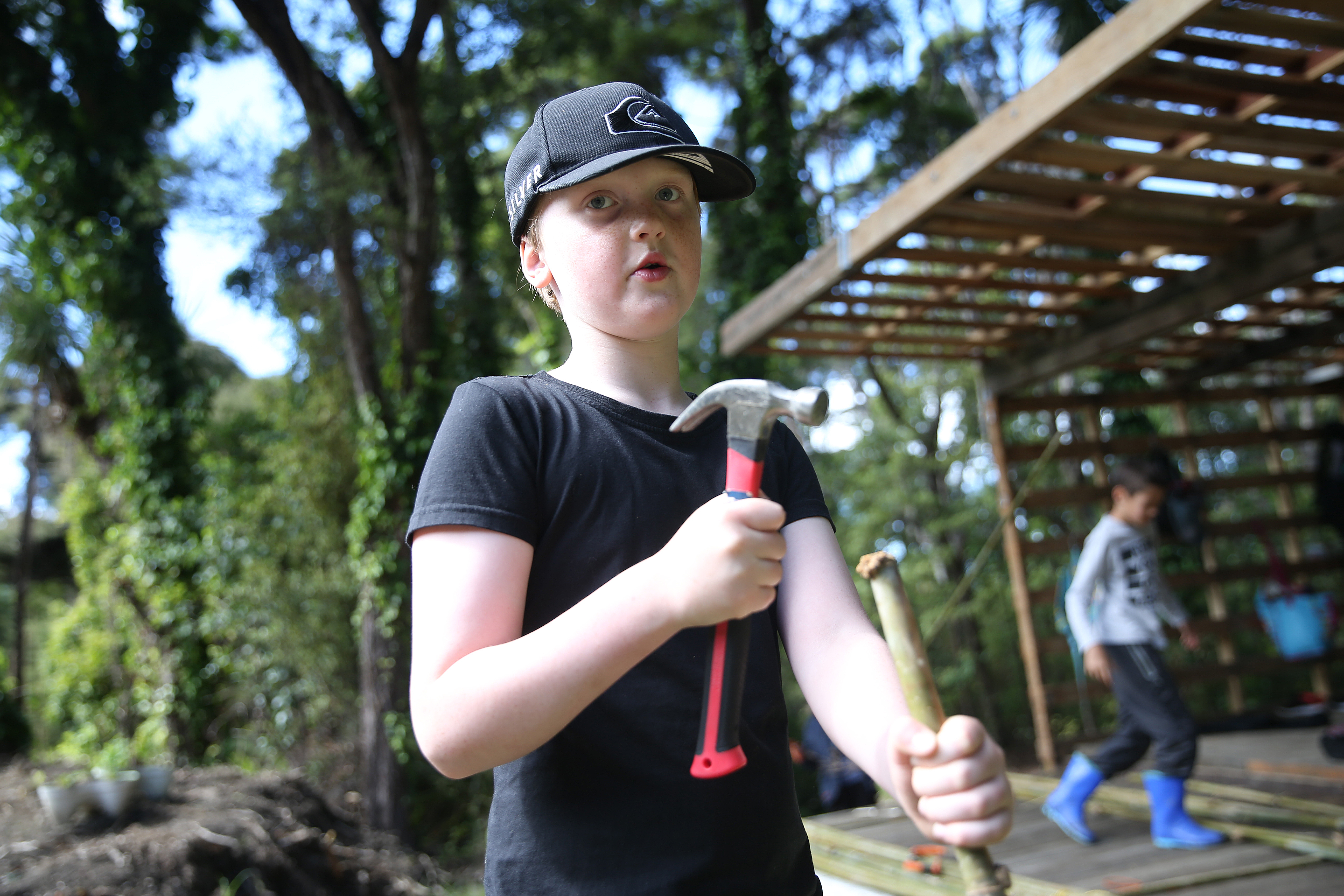 Troy Etherton has learnt social skills as well as practical ones at the Forest School. Photo / Doug Sherring