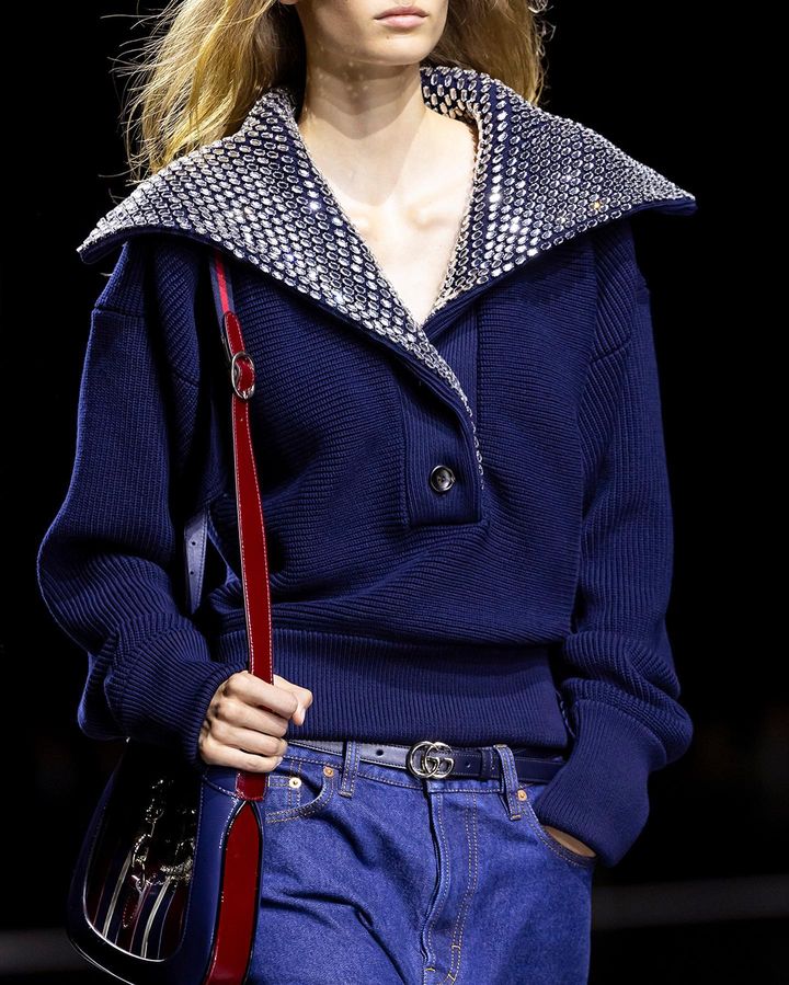 Crystal embroidery at the Gucci Ancora show. Photo / @Gucci
