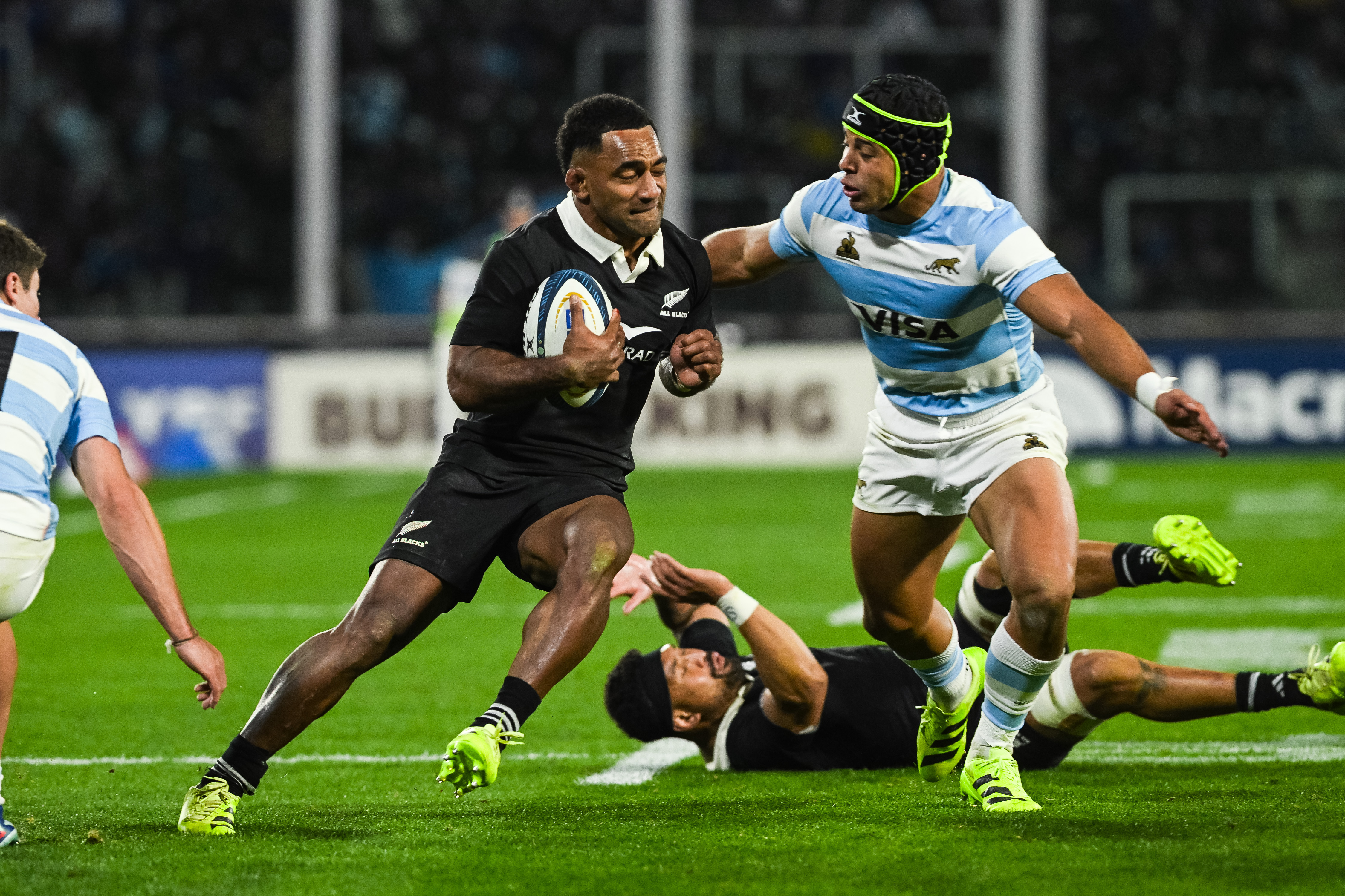 Sevu Reece scored two tries in the All Blacks' win. Photo / Photosport