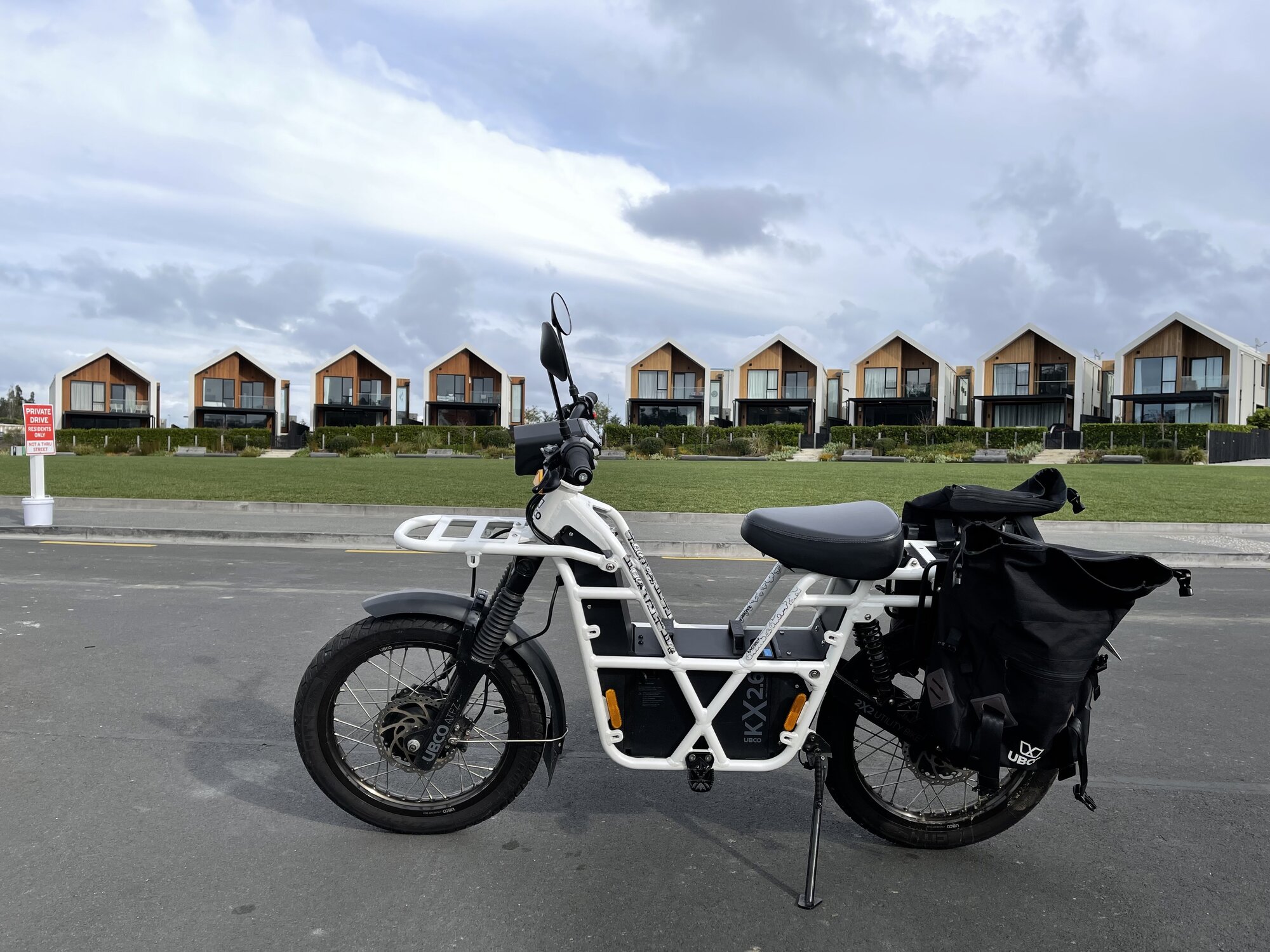 An Ubco electric motorbike at Auckland's Hobsonville Point. Photo / Chris Keall