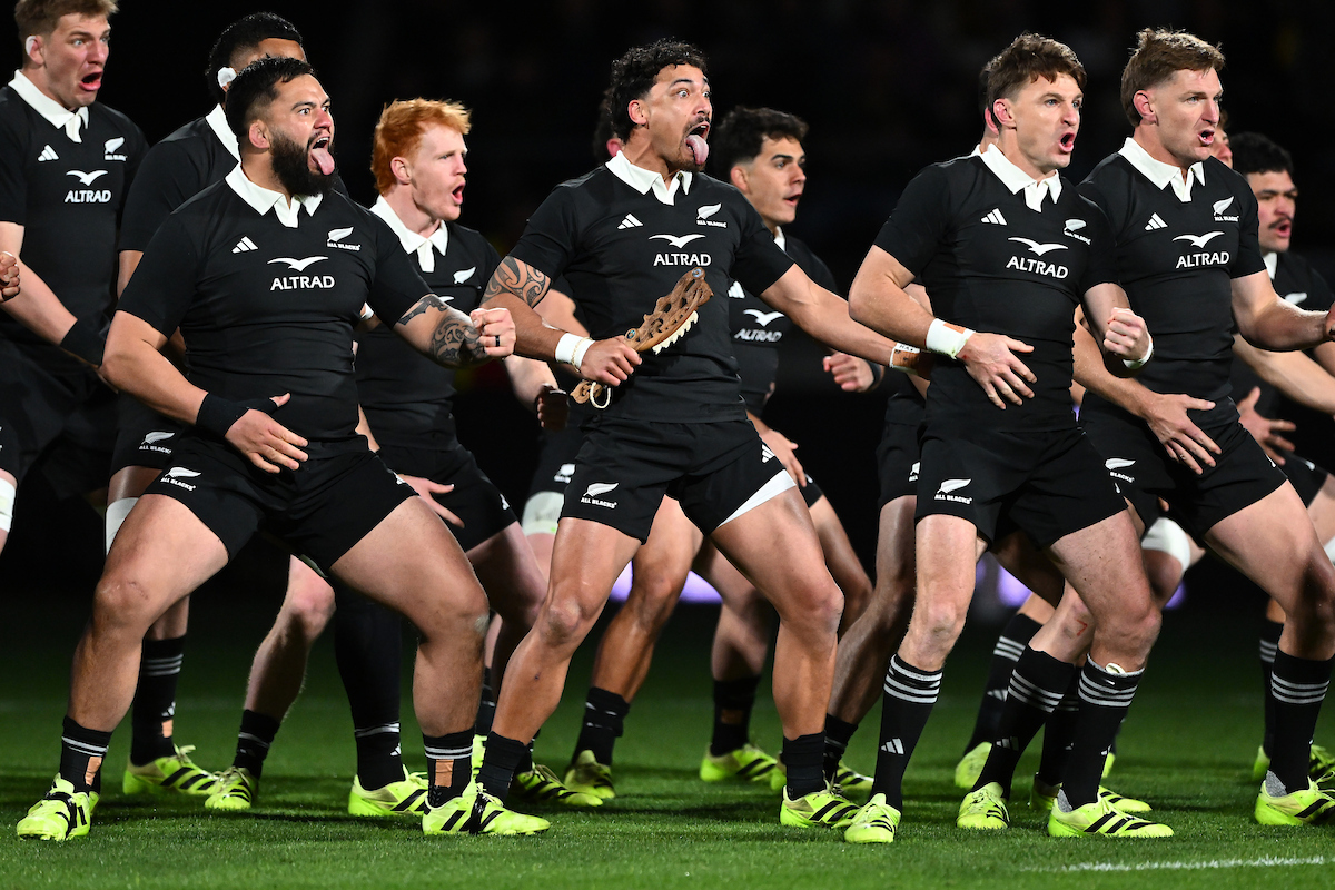 Billy Proctor leads the All Blacks' haka against South Africa in Wellington. Photo / Photosport
