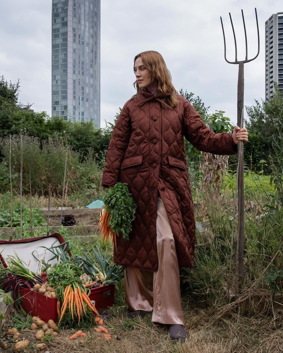 Alexa claims her best outfits are the ones she puts together for the morning coffee run. Photo / Tim Walker for @barbour