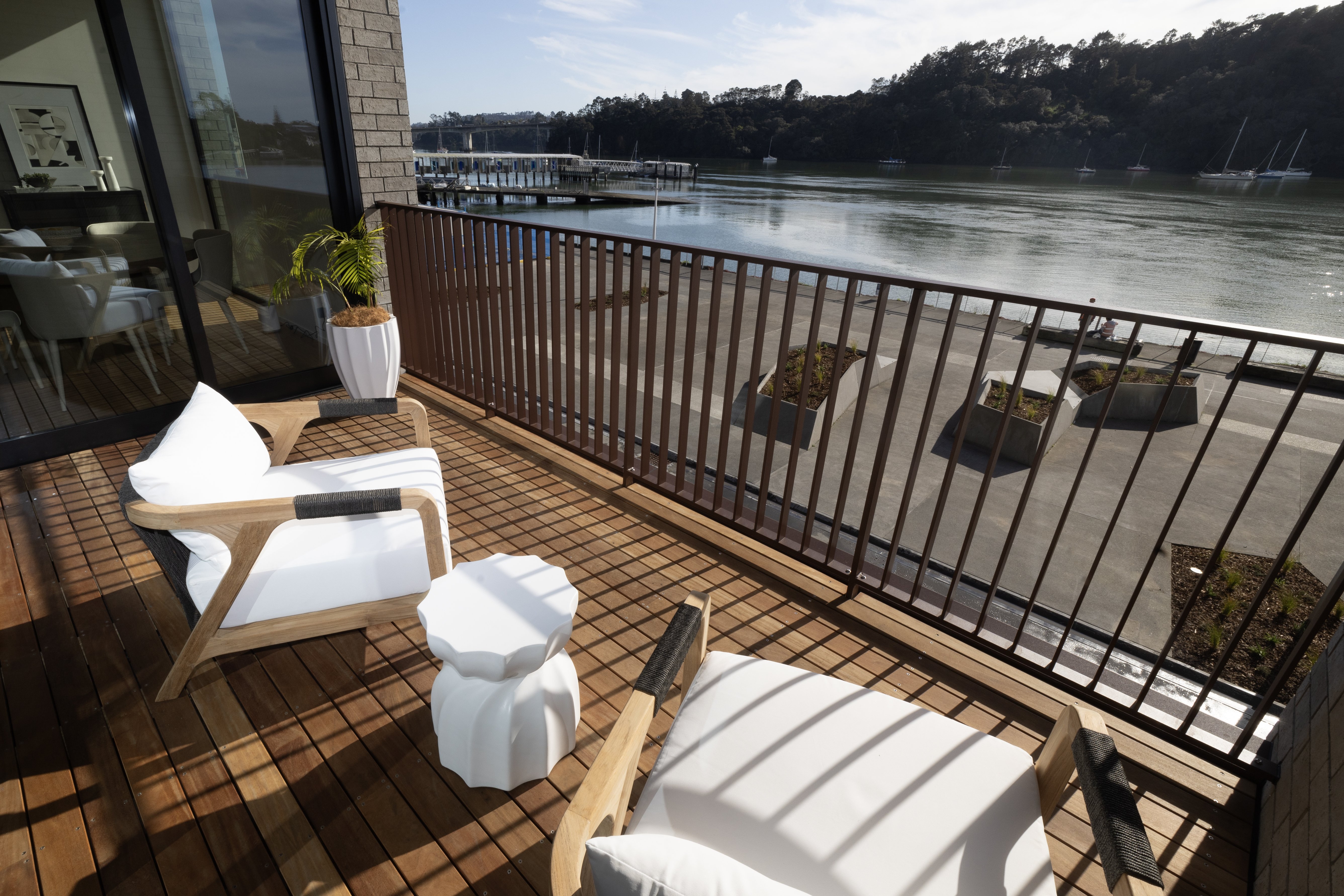 A balcony at the new $150m Catalina Bay Apartments. Photo / Jason Oxenham