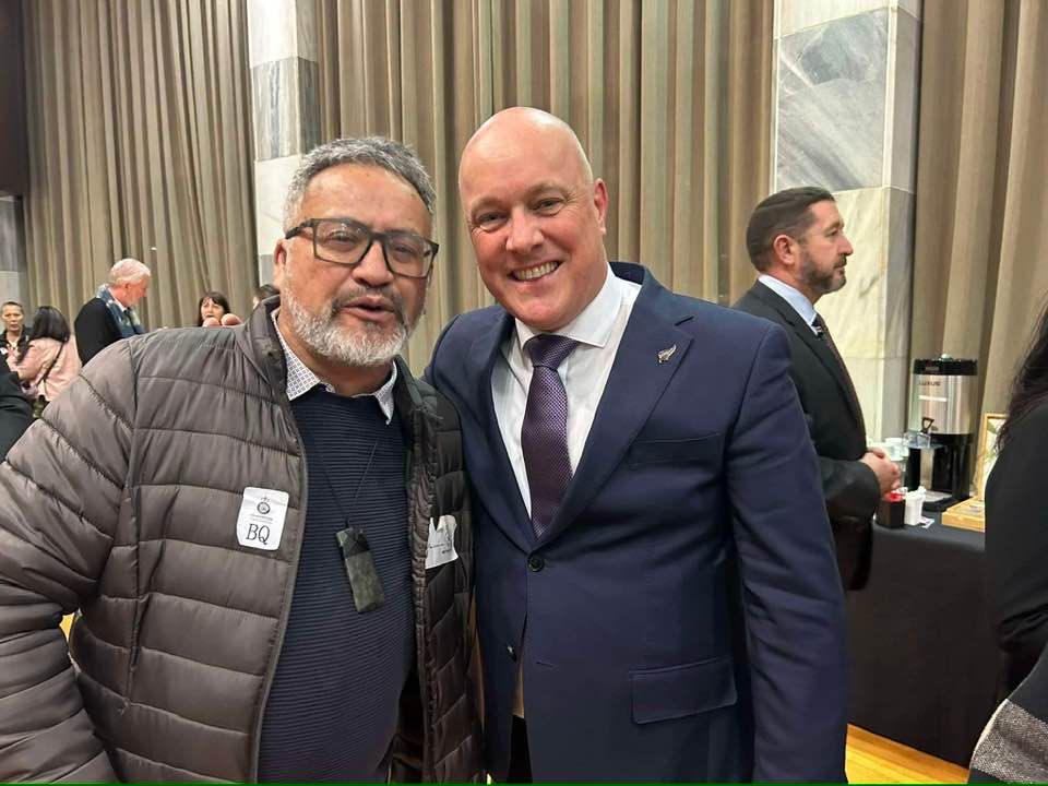 Bernie O'Donnell with Prime Minister Christoper Luxon.