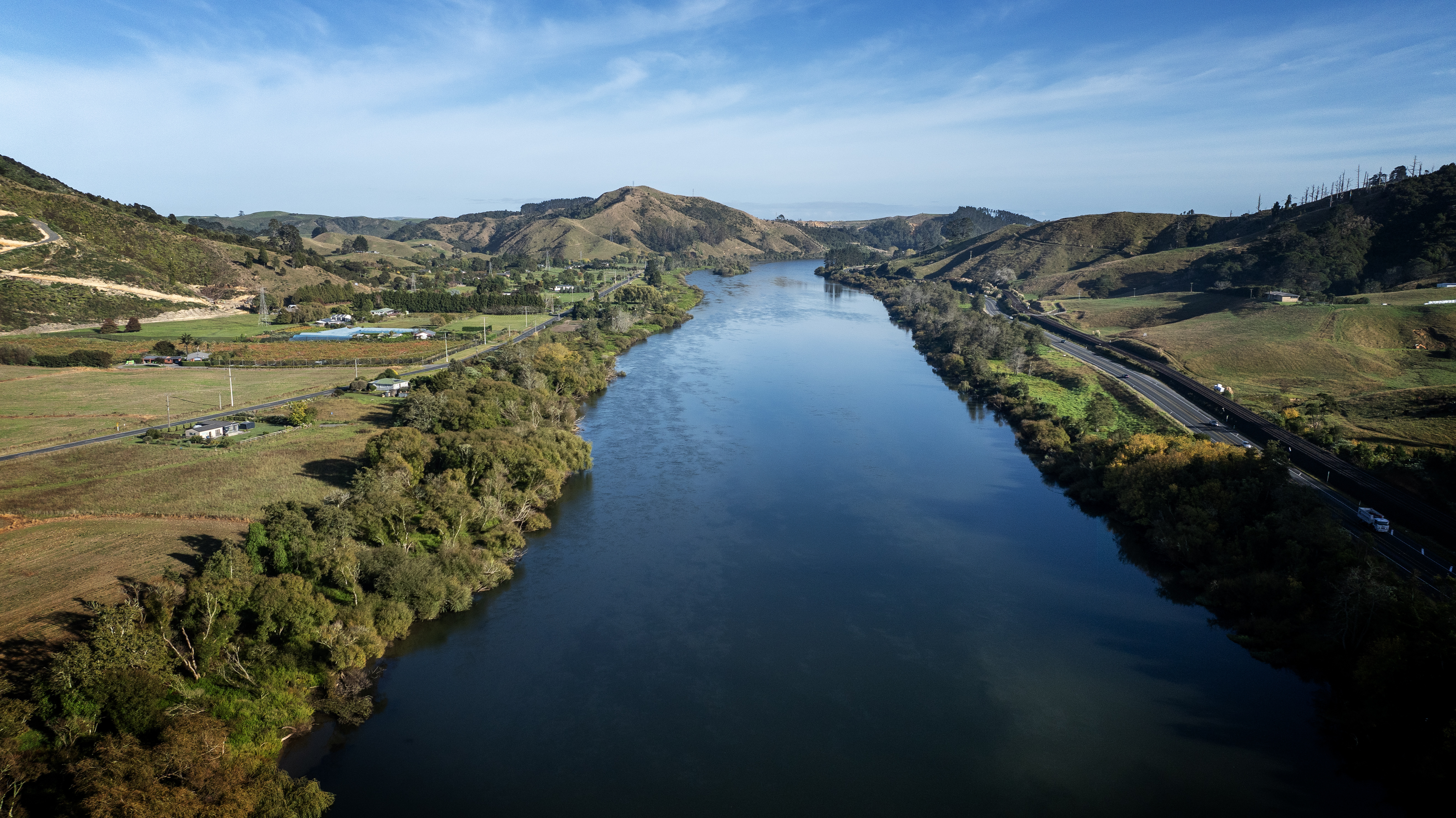 The Waikato River flowing through Taupiri. Photo / Mike Scott.
