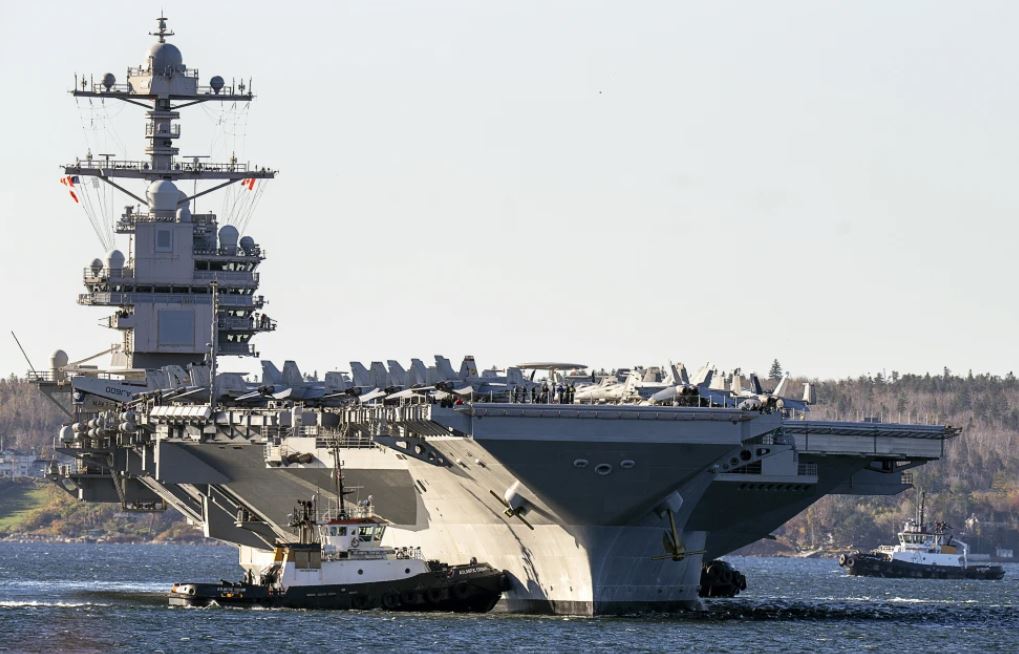 The Pentagon has redirected the Gerald R. Ford carrier strike group to sail toward Israel. Photo / AP