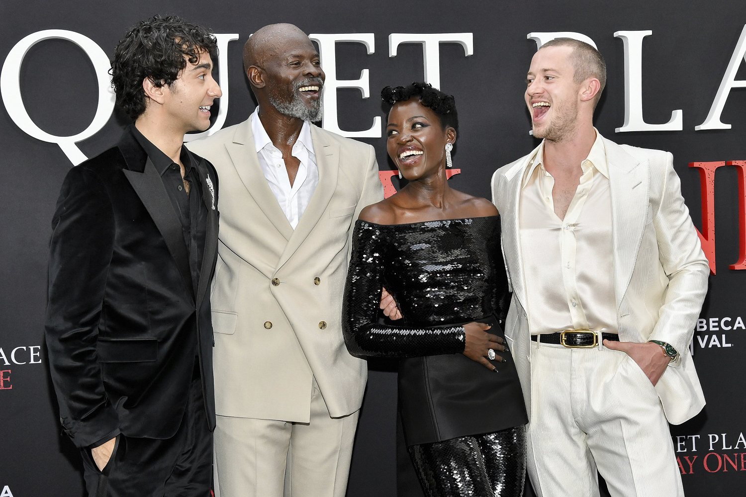 Alex Wolff (left), Djimon Hounsou, Lupita Nyong’o and Joseph Quinn attend the Paramount Pictures premiere of A Quiet Place: Day One at New York's AMC Lincoln Square on June 26. Photo / AP