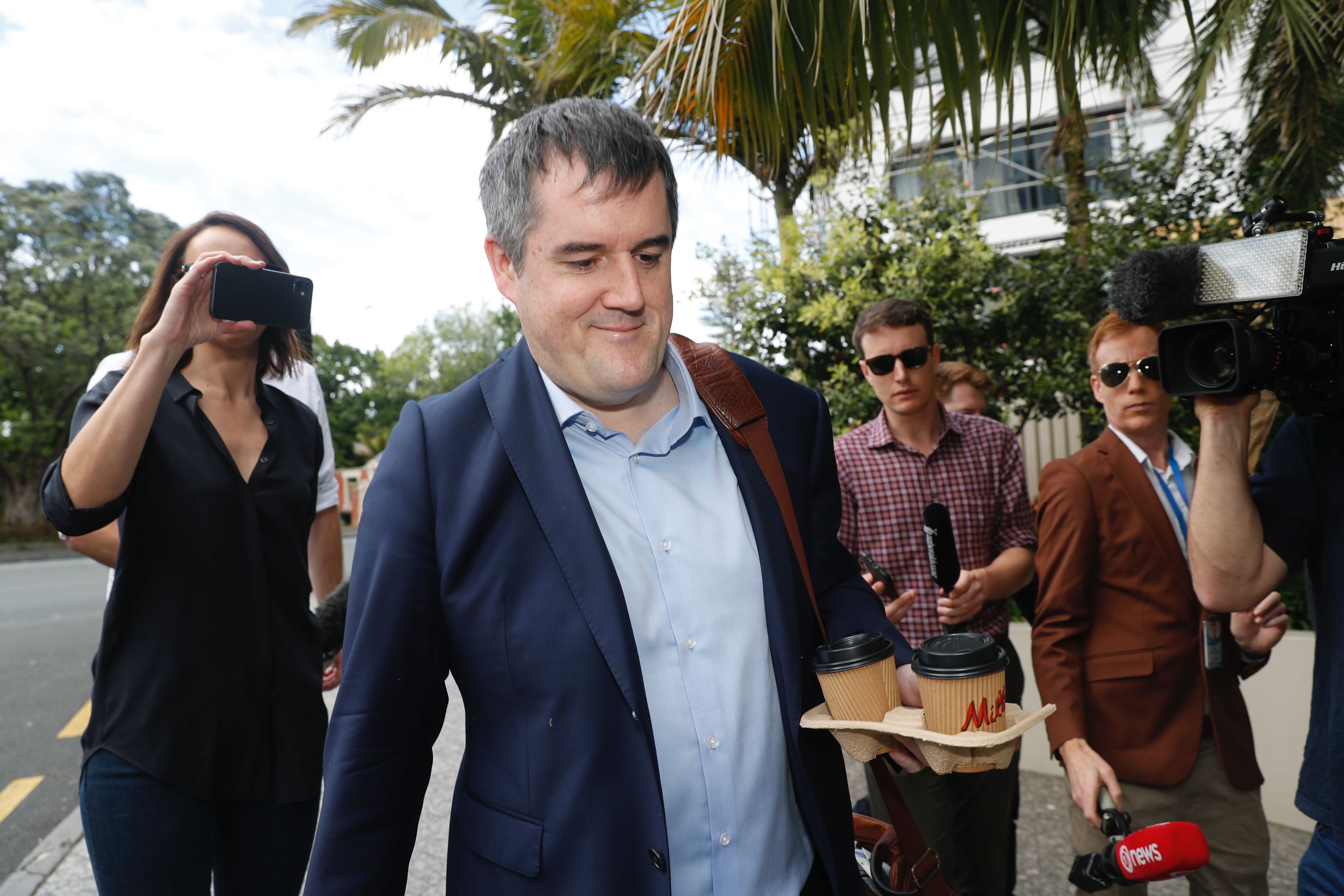 National Party MP Chris Bishop arriving at the Cordis for coalition talks. Photo / Dean Purcell