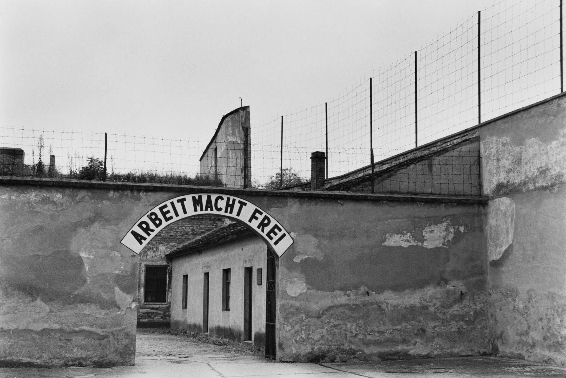 A gate with the slogan 'Arbeit Macht Frei' ('work makes one free'), over the gateway to Theresienstadt. Photo / Getty Images