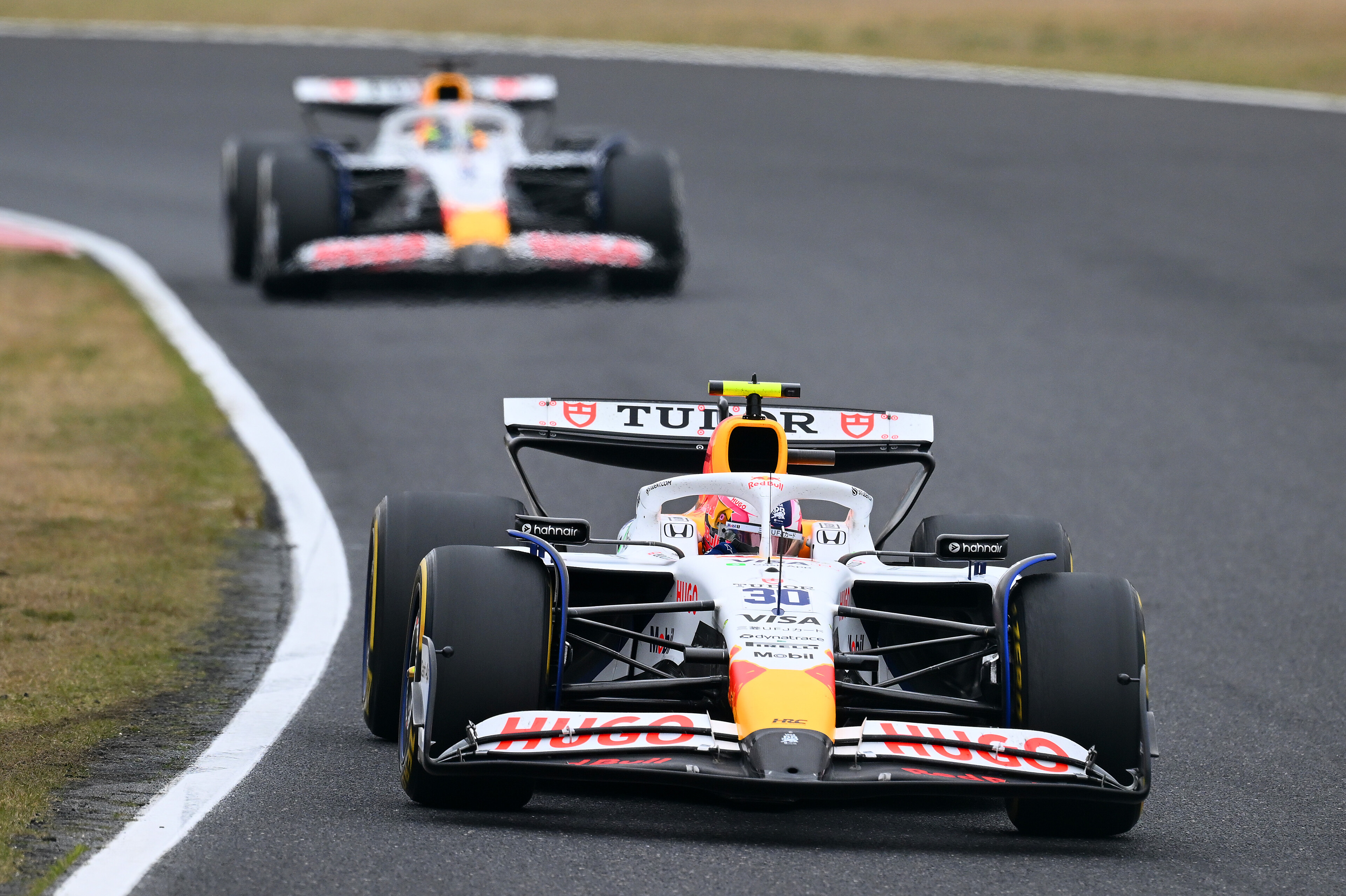 Liam Lawson leads Racing Bulls teammate Isack Hadjar at Suzuka. Photo / Red Bull