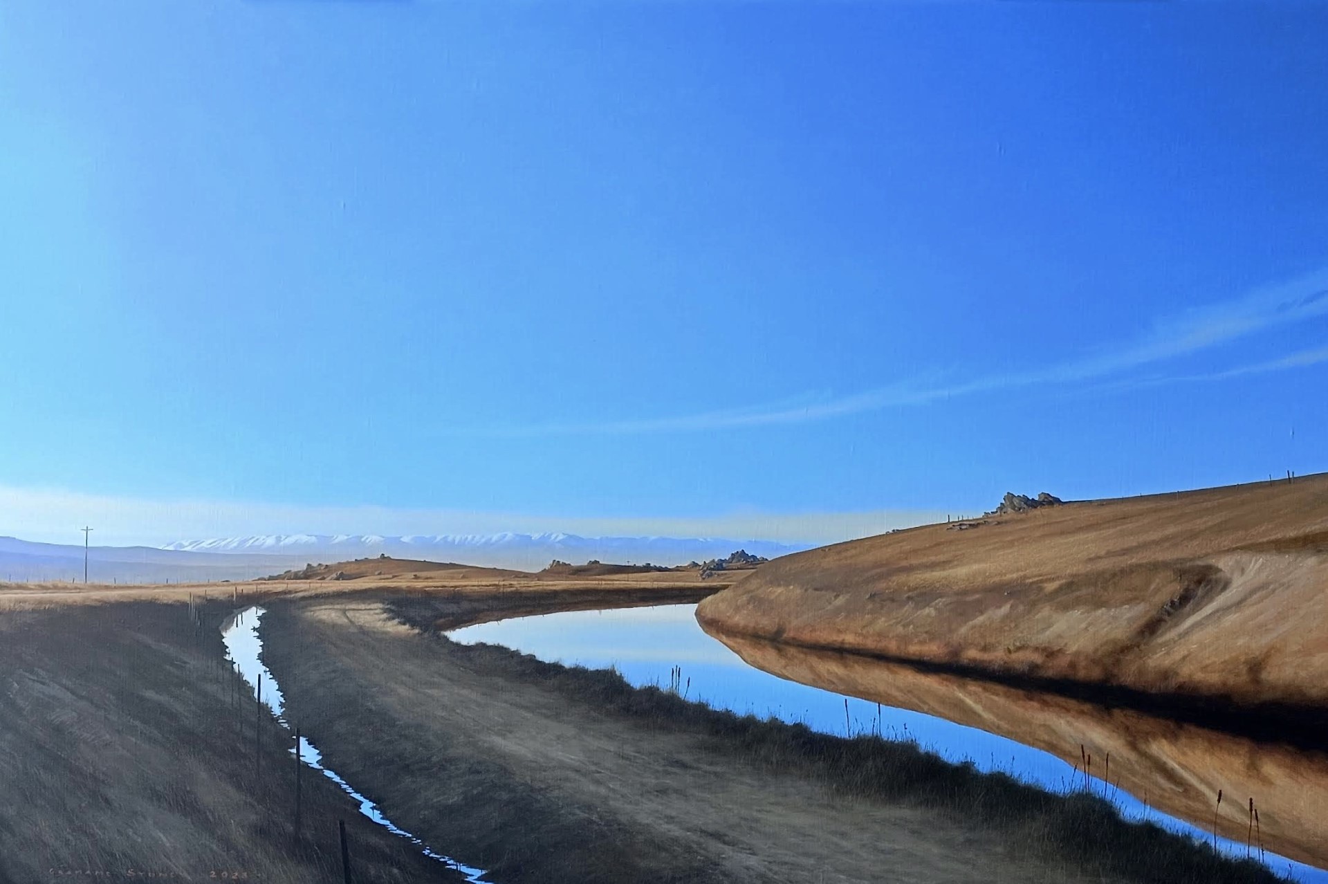 Sir Grahame Sydney's work Late Afternoon, Styx Road. Oil on linen, 815mm x 1220mm.