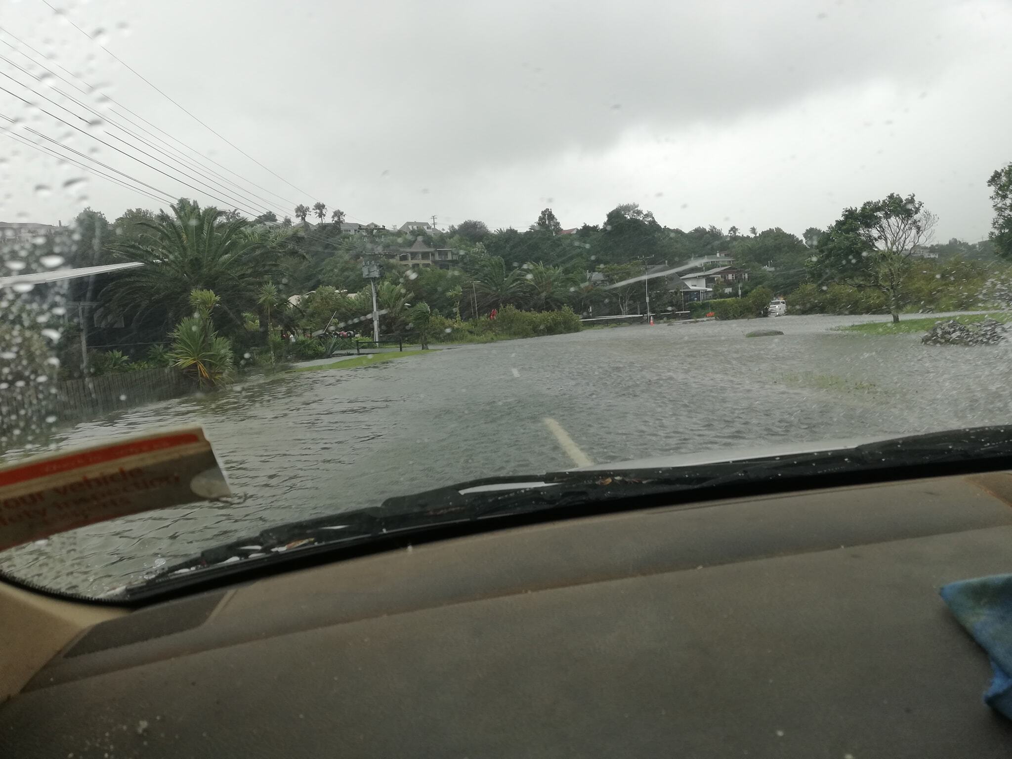 Beach Rd, Onerahi, is underwater. Photo / Supplied