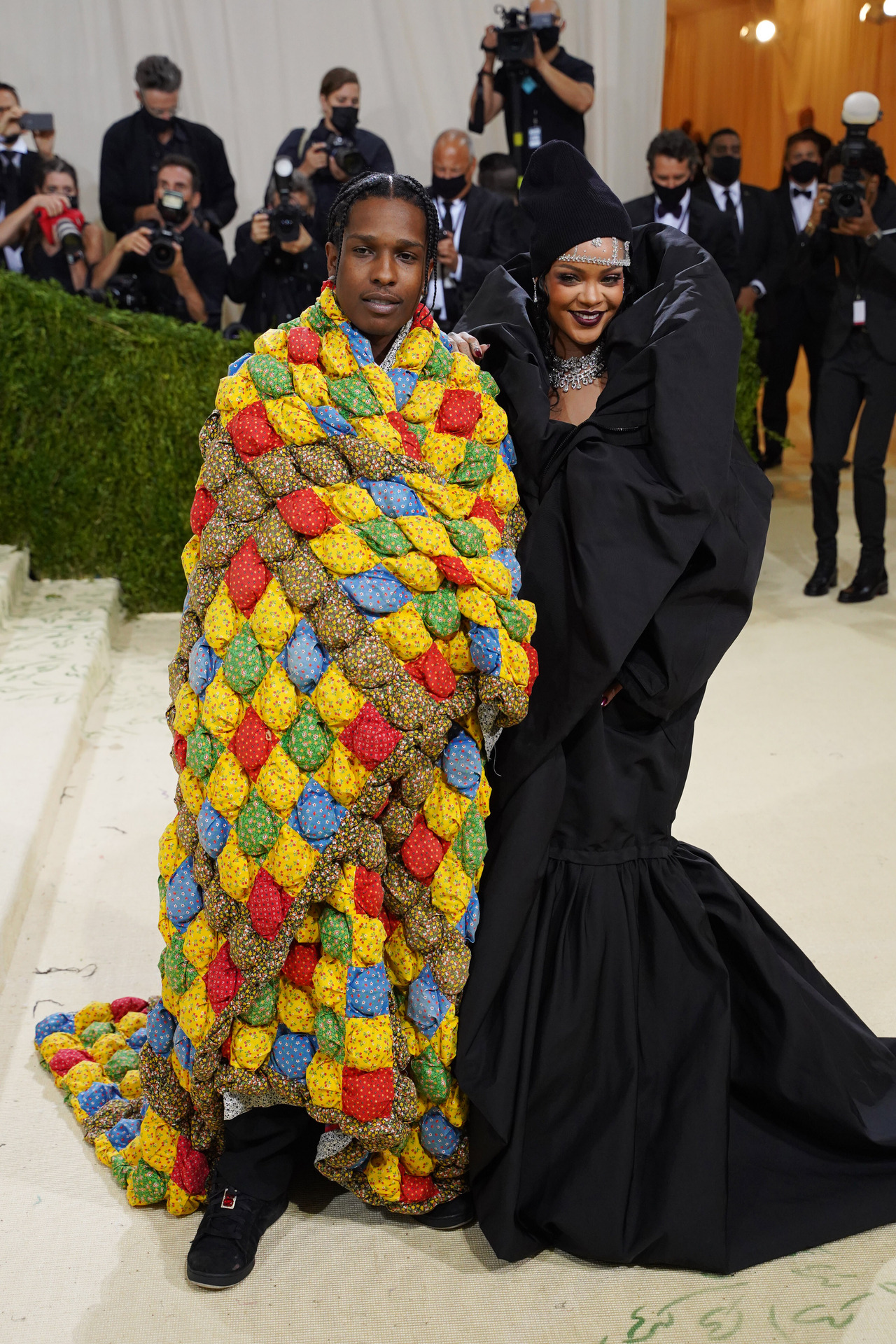 ASAP Rocky at the Met Gala wearing a Balenciaga Blanket Coat 