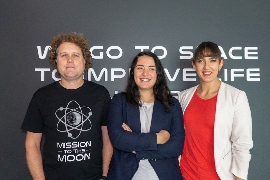 Astrix Astronautics founder Fia Jones (centre) with Rocket Lab chief executive Peter Beck and Imche Fourie, who runs Outset Ventures, the Beck-backed 