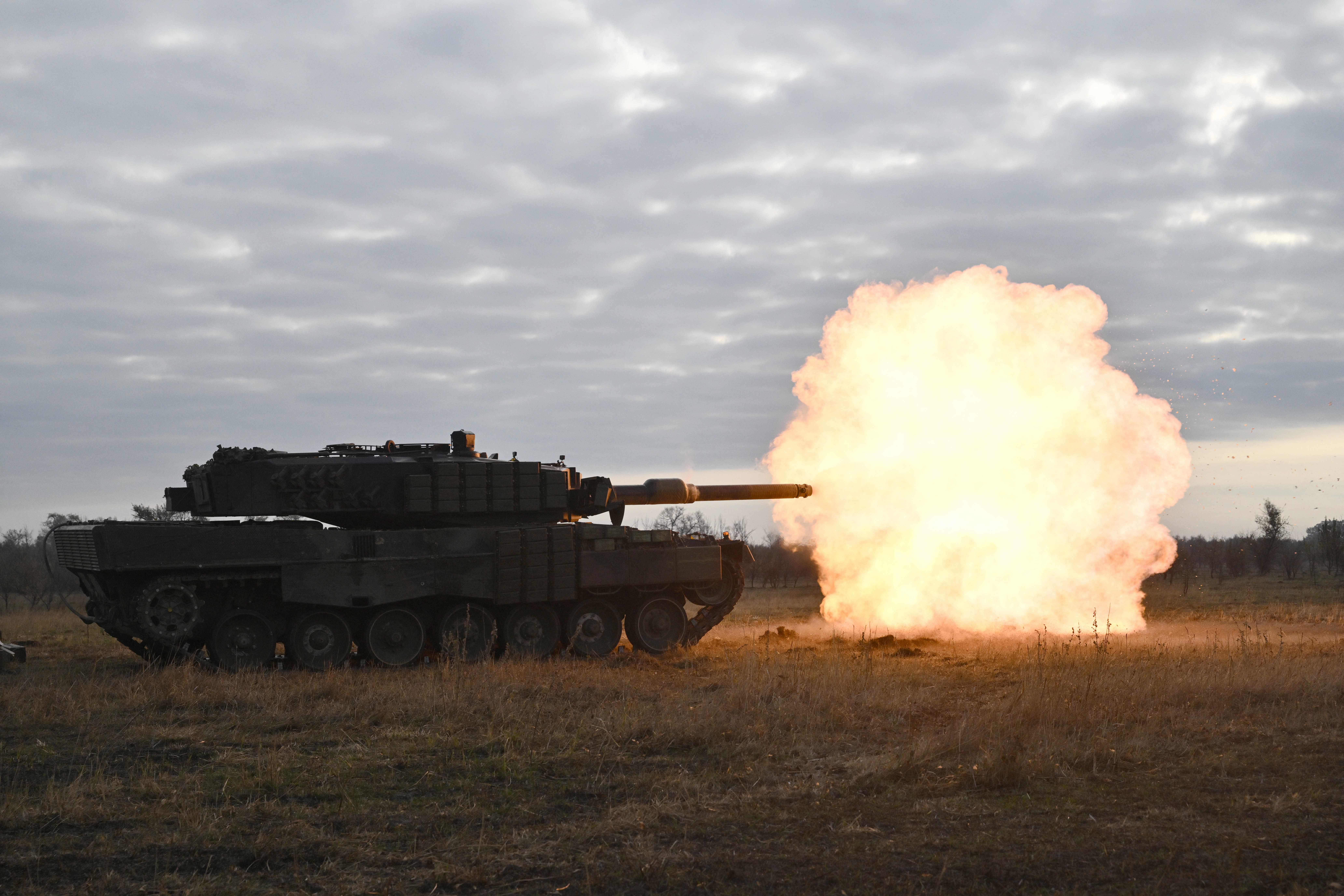 Tankers from the 33rd separate mechanised brigade of the Ukrainian Ground Forces fire with a Leopard 2A4 tank during a field training at an undisclosed location in Ukraine on October 27, 2024, amid the Russian invasion of Ukraine. Photo / AFP