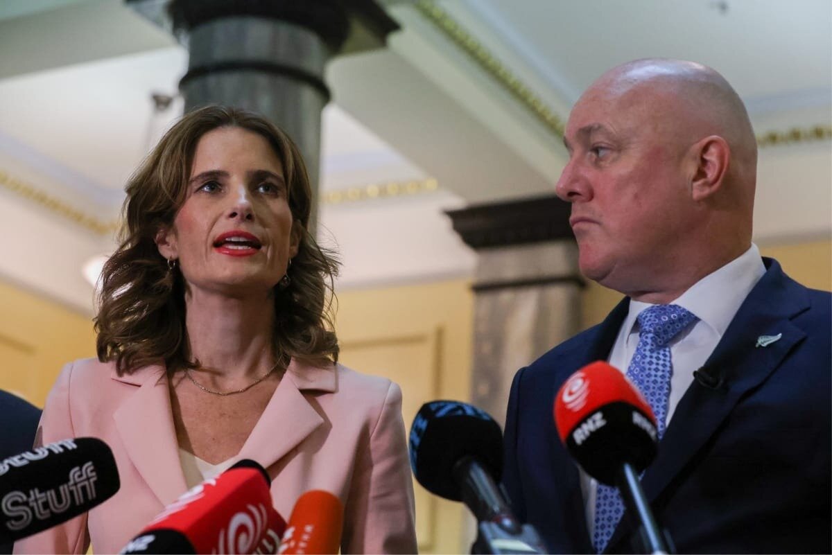 Finance Minister Nicola Willis and Prime Minister Christopher Luxon plan to increase KiwiSaver contribution rates over the coming years. Photo / RNZ, Louis Dunham