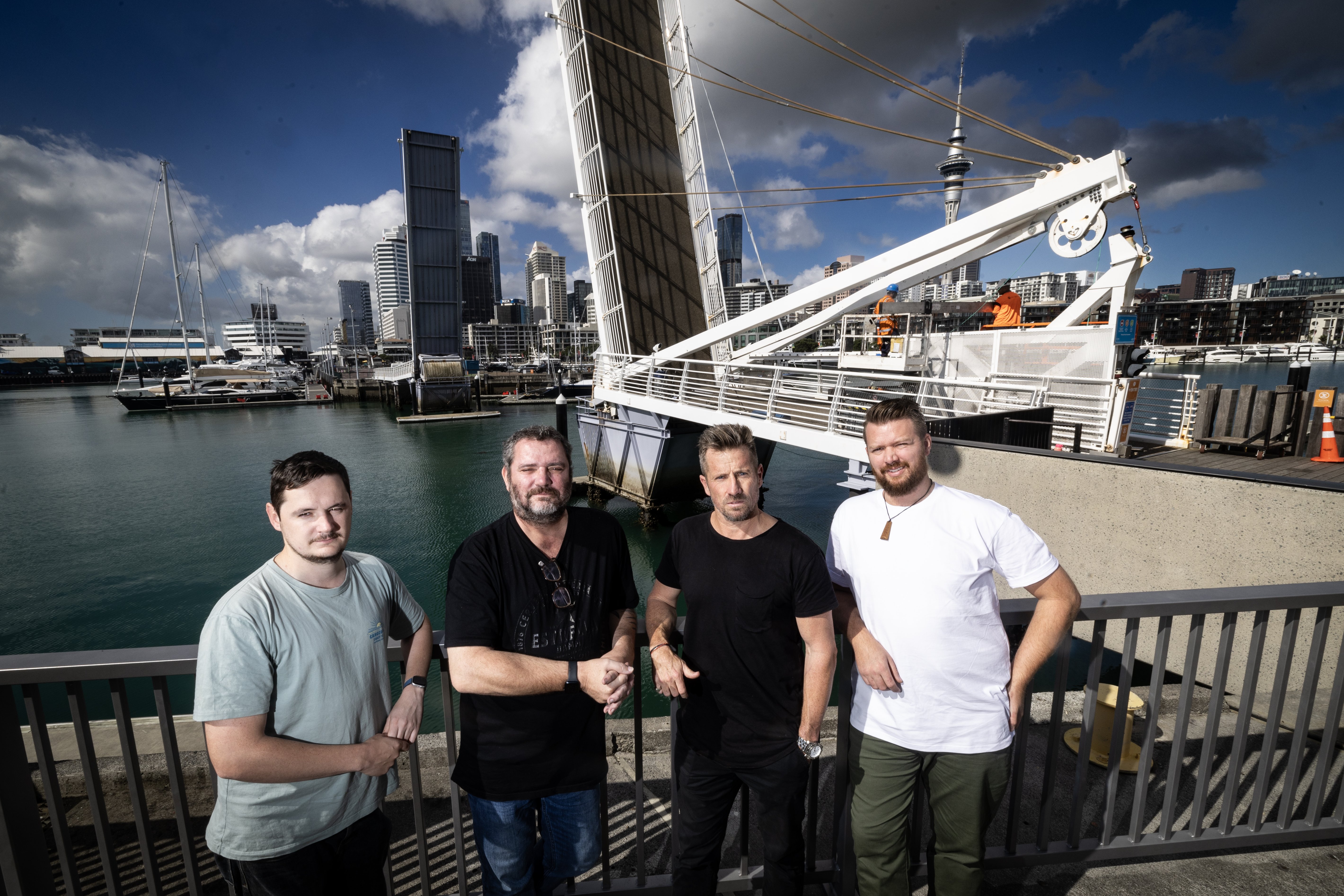Wynyard Quarter eatery and bar owners and operators Alex Pearson (left), James Gardiner, Tricky Hartley and Fraser Shenton. Photo / Jason Oxenham 