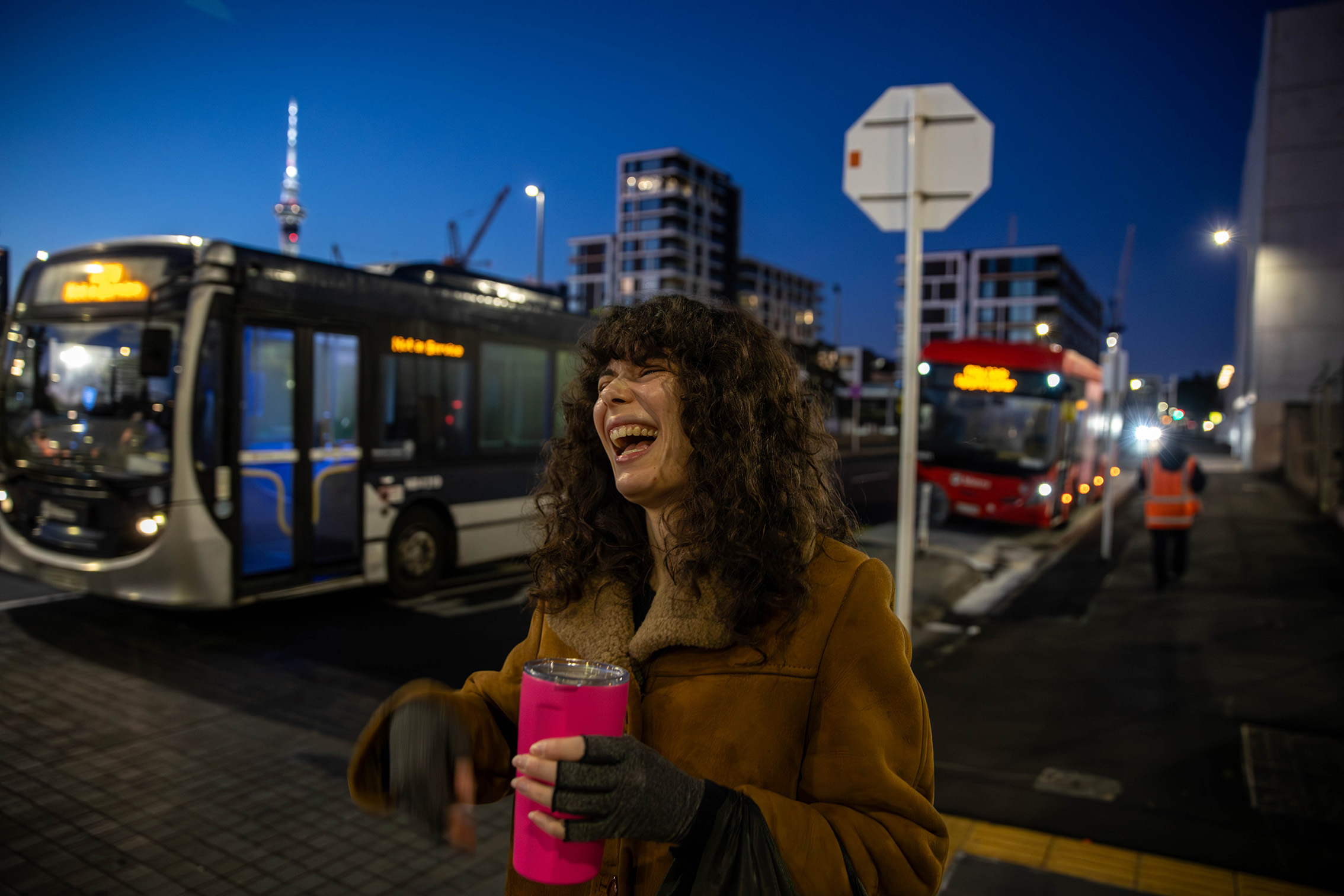 6:19am: Onboard the early bus to work. Photo / Michael Craig