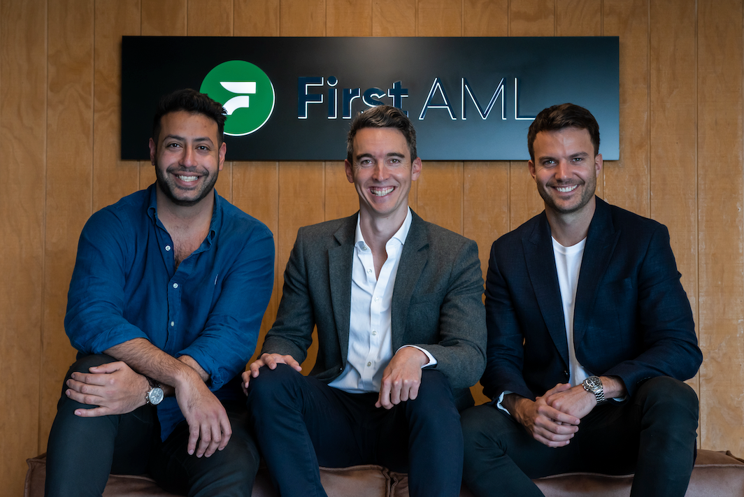 First AML was founded in 2017 by Cooper - a one-time patent lawyer turned Bain consultant and Air NZ strategy manager (middle) - with ex-corporate bankers Bion Behdin (left) and Chris Caigou. Photo / File 
