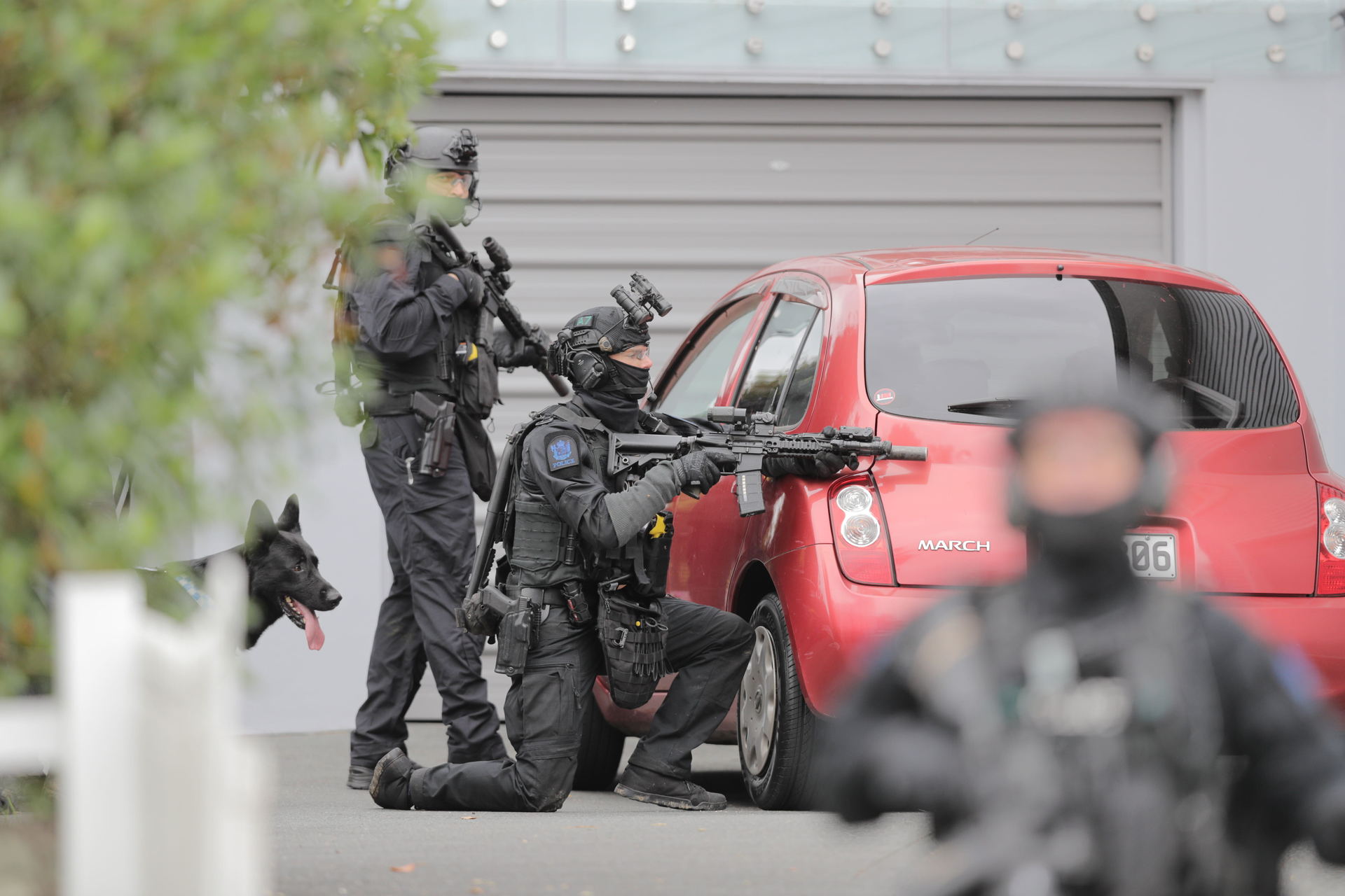 Police searched properties in Green Bay, with support from the Armed Offenders Squad, as part of the homicide investigation. Photo / Michael Craig