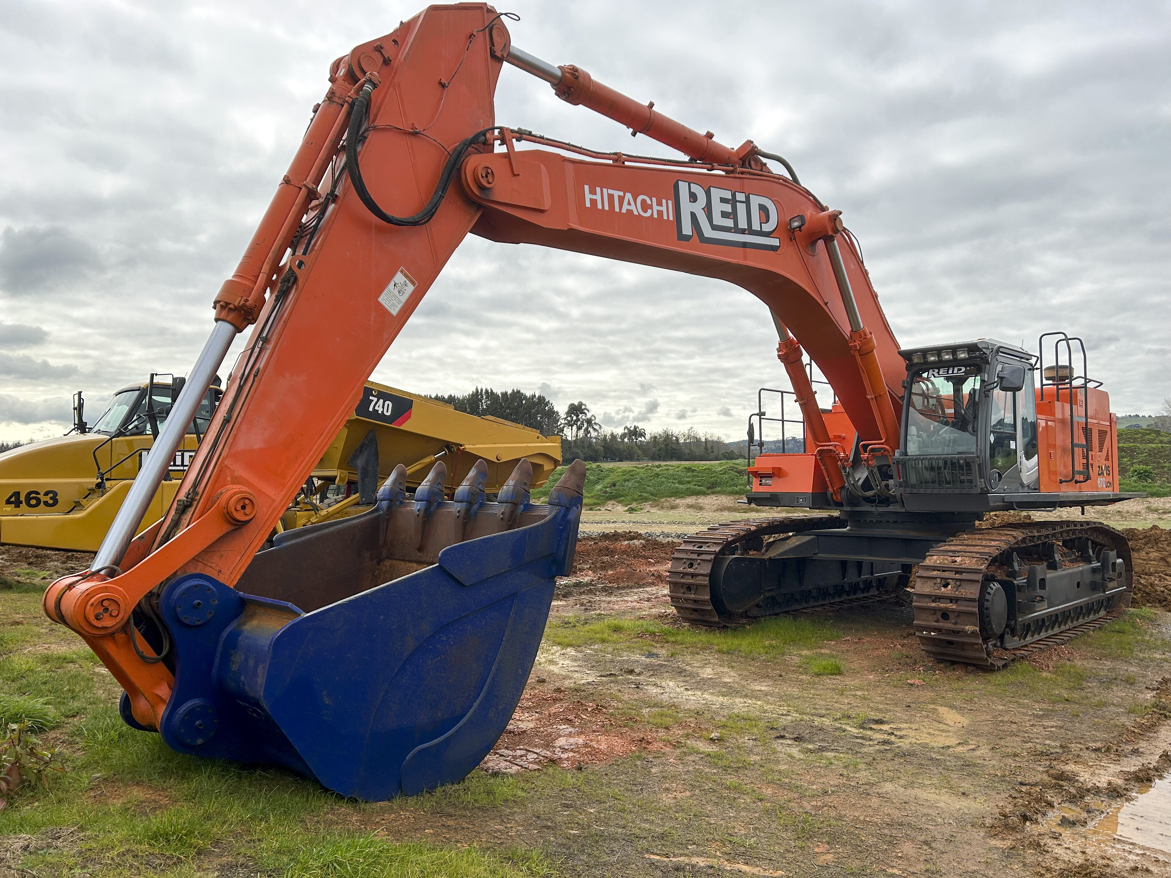 One of the fleet of machines awaiting dry weather to begin this year's earthmoving season for Kiwi at Drury East. Photo / Michael Craig