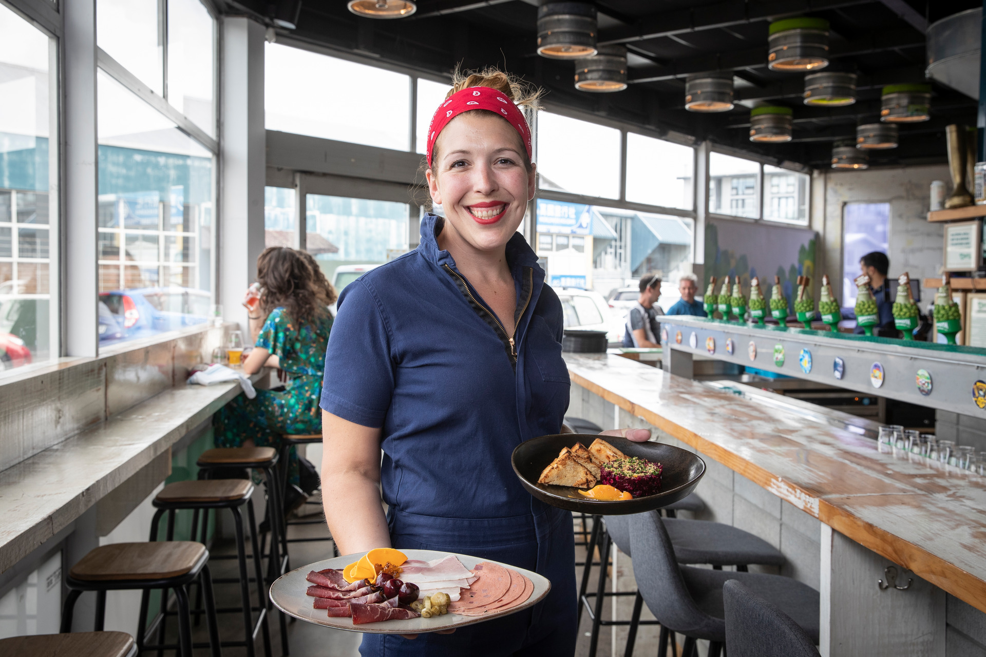 Hannah Childs, aka The Lady Butcher, at Churly's Brewpub. Photo / Greg Bowker
