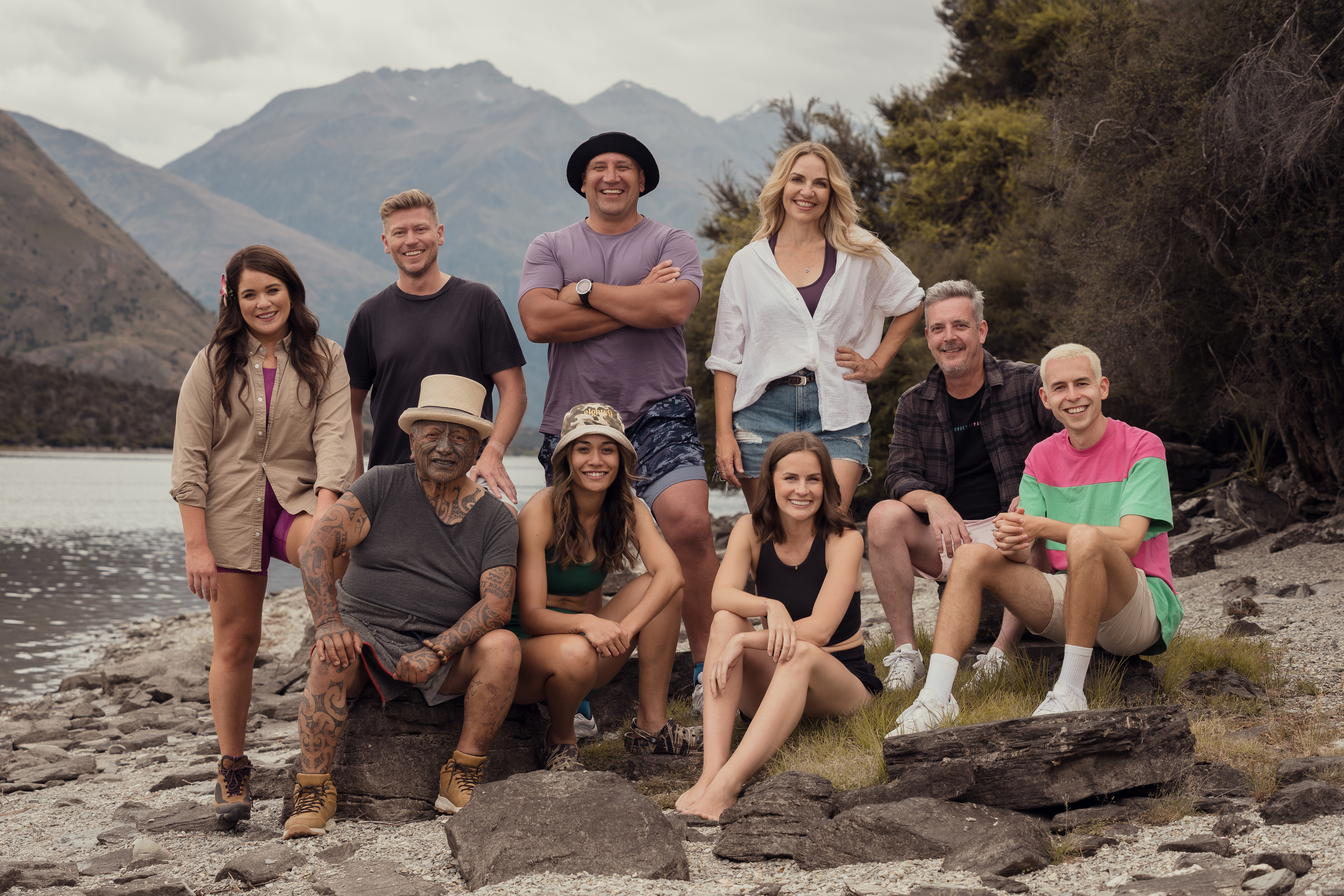 This year's Celebrity Treasure Island cast includes influencer Matilda Green, comedian James Mustapic and Tāme Iti. Photo / TVNZ