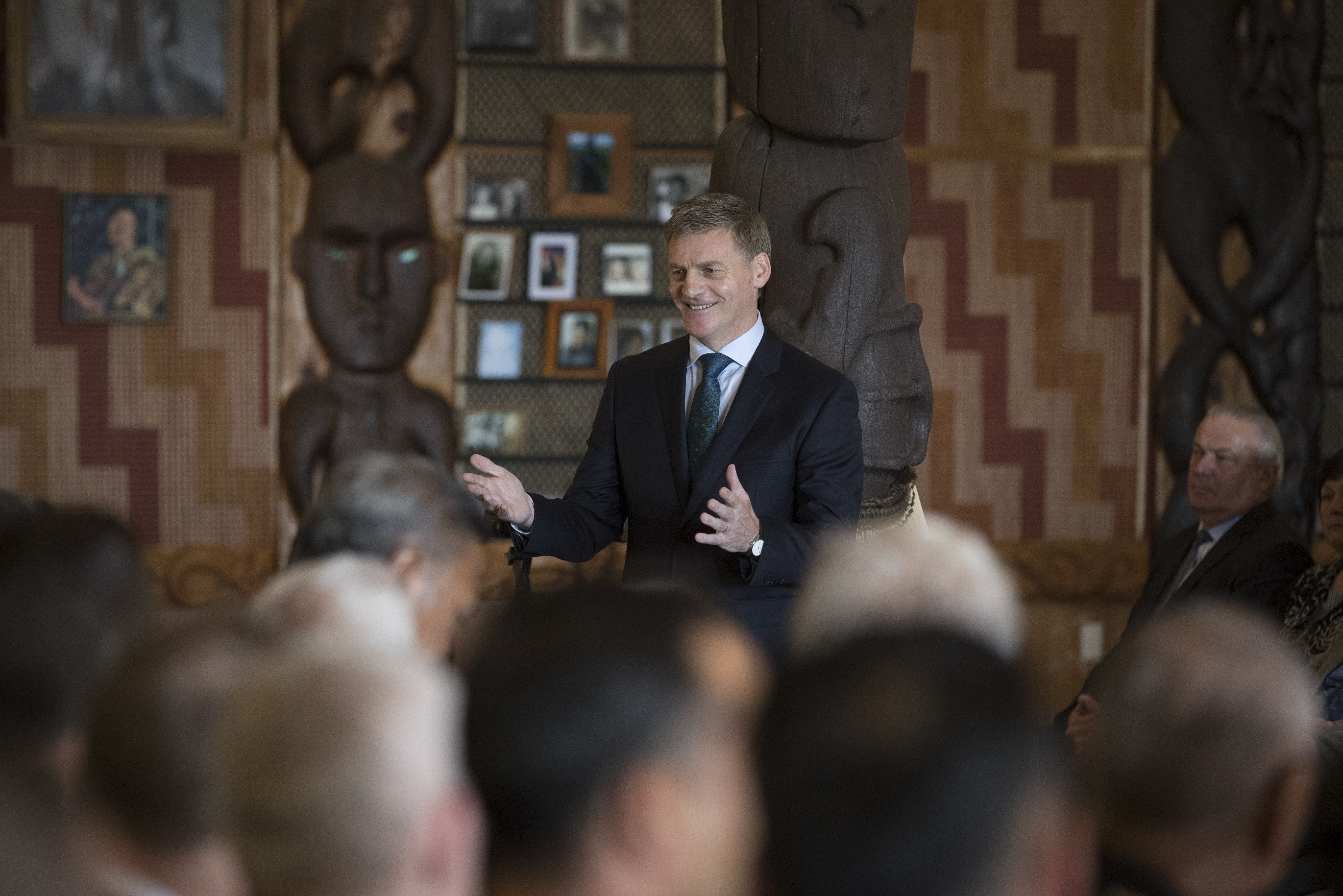 Sir Bill English in 2017 speaking at Ōrākei Marae on Waitangi Day. Photo / Brett Phibbs