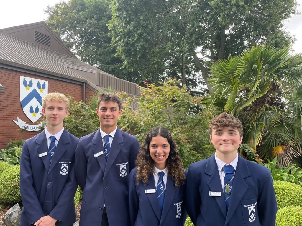L-R: Hillcrest High head prefects Alex Collett, Nico Bhula, Jessica Licht and Sage Garrett created the petition Students United for Fair Teacher Pay.