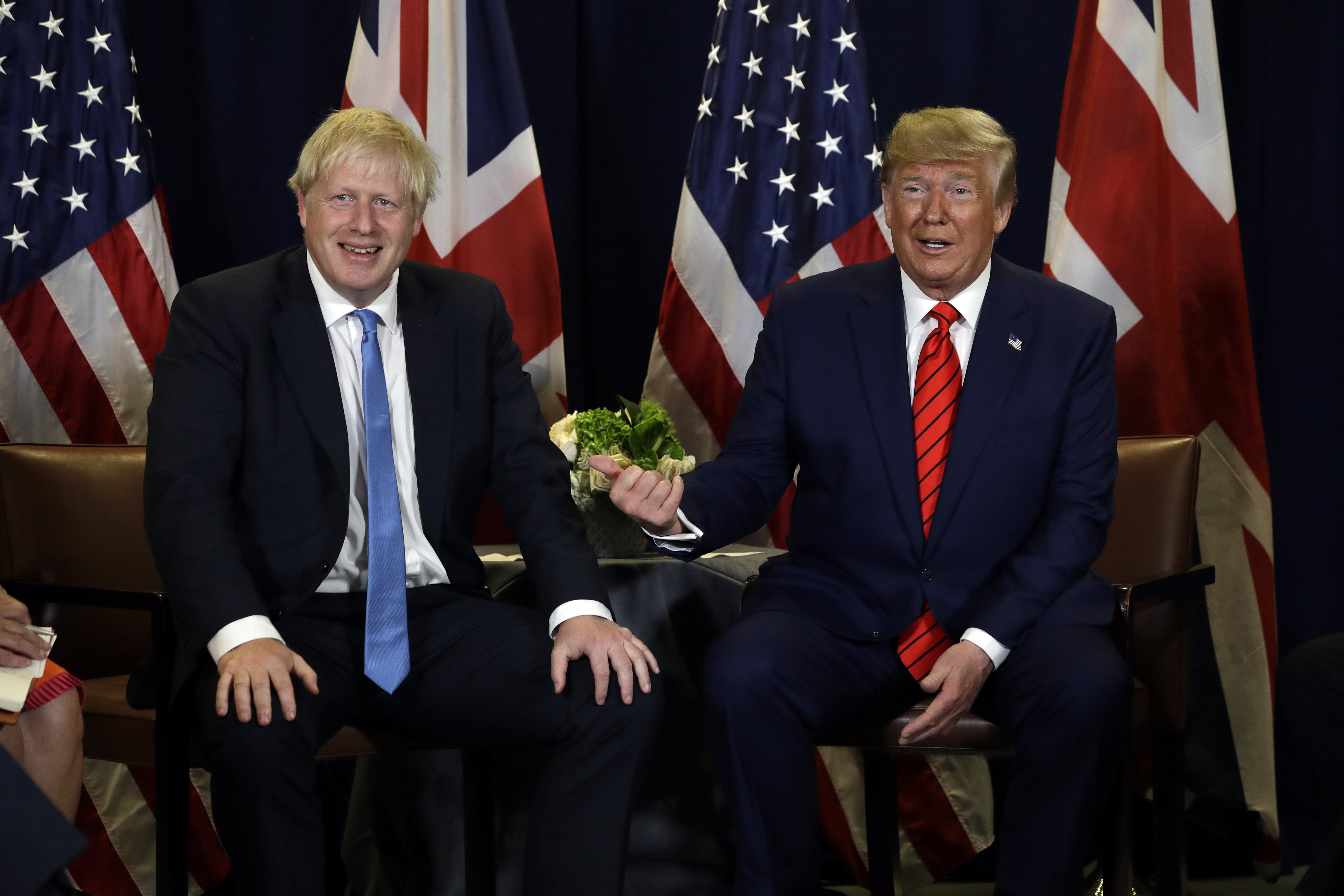Then-US President Donald Trump meets with then-British Prime Minister Boris Johnson. Photo / AP