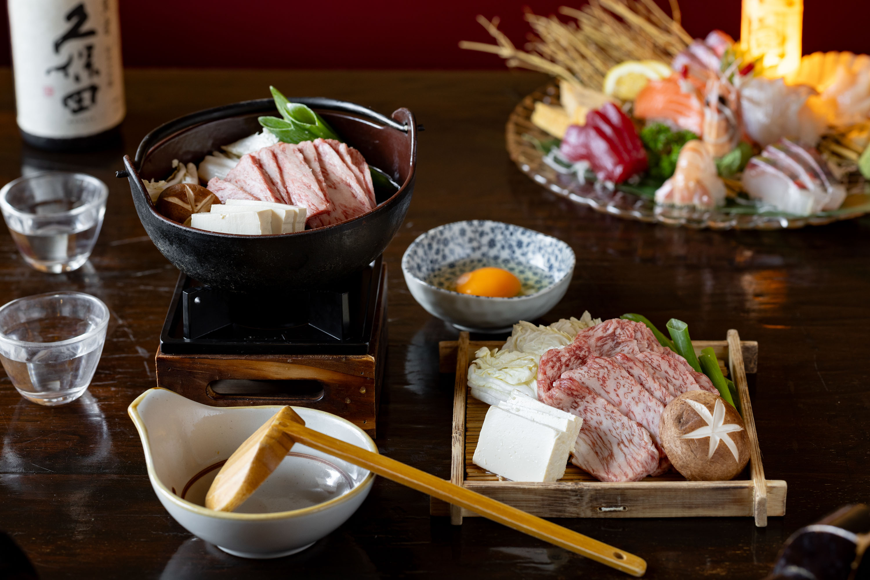 The sukiyaki pot and sashimi plate on the menu at Japanese restaurant Gion in Parnell. Photo / Babiche Martens