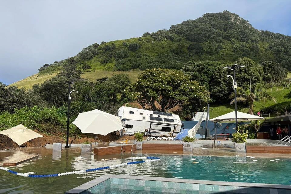 The scene of devastation after Thursday's landslide.