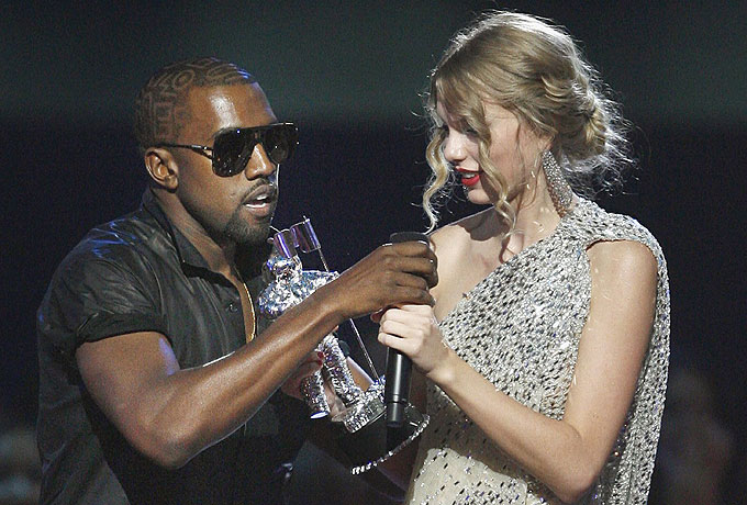 Kanye West caused controversy in 2009 when he interrupted Taylor Swift's acceptance speech at the MTV Video Music Awards. Photo / AP