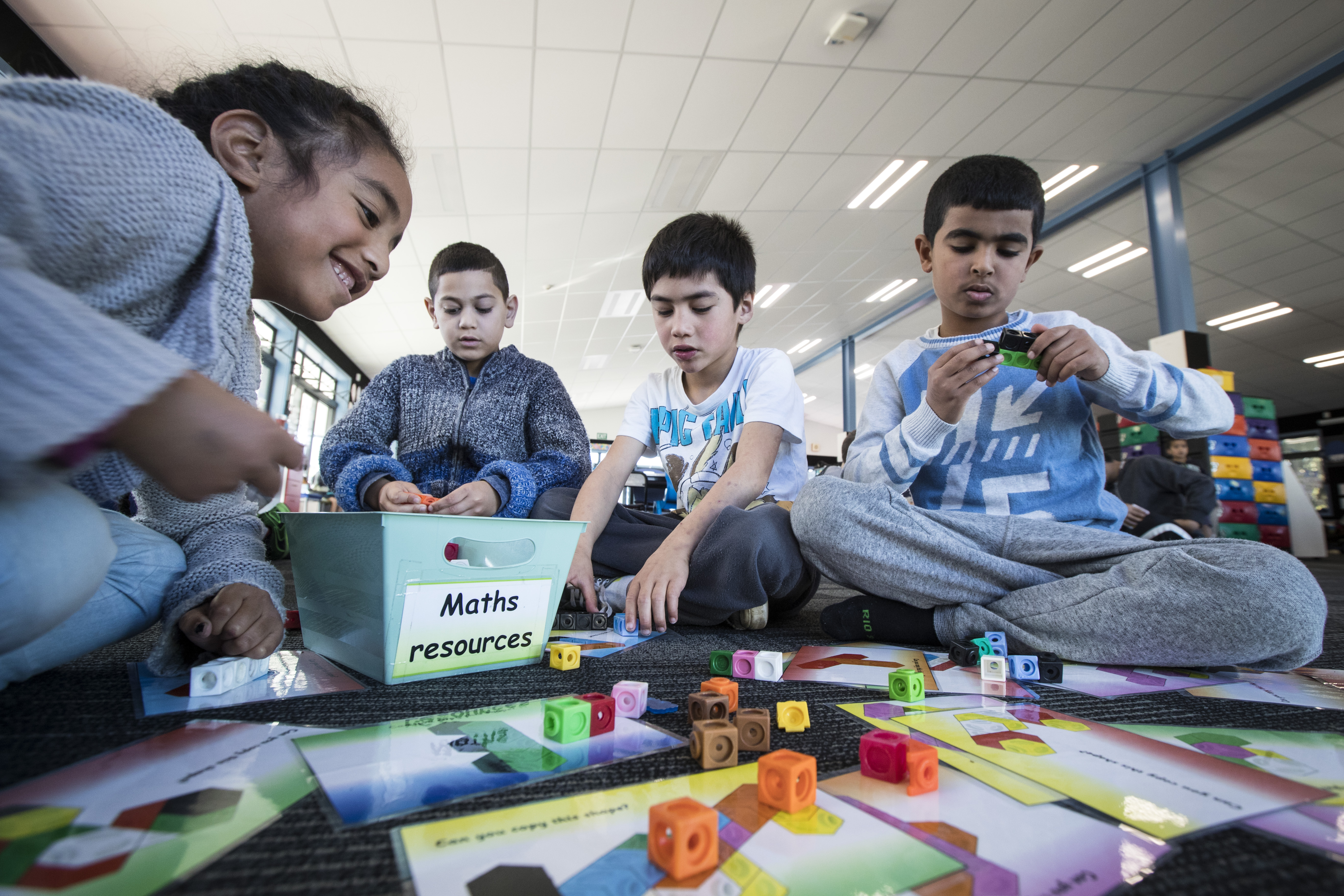 Massey Primary has targeted support to three groups this year. From left: Anastazia Tasi, 5, Jarrad Lal, 8, Daemion Ormsby-Te-Tau, 7, and Ali Othaib, 8. Photo / Jason Oxenham